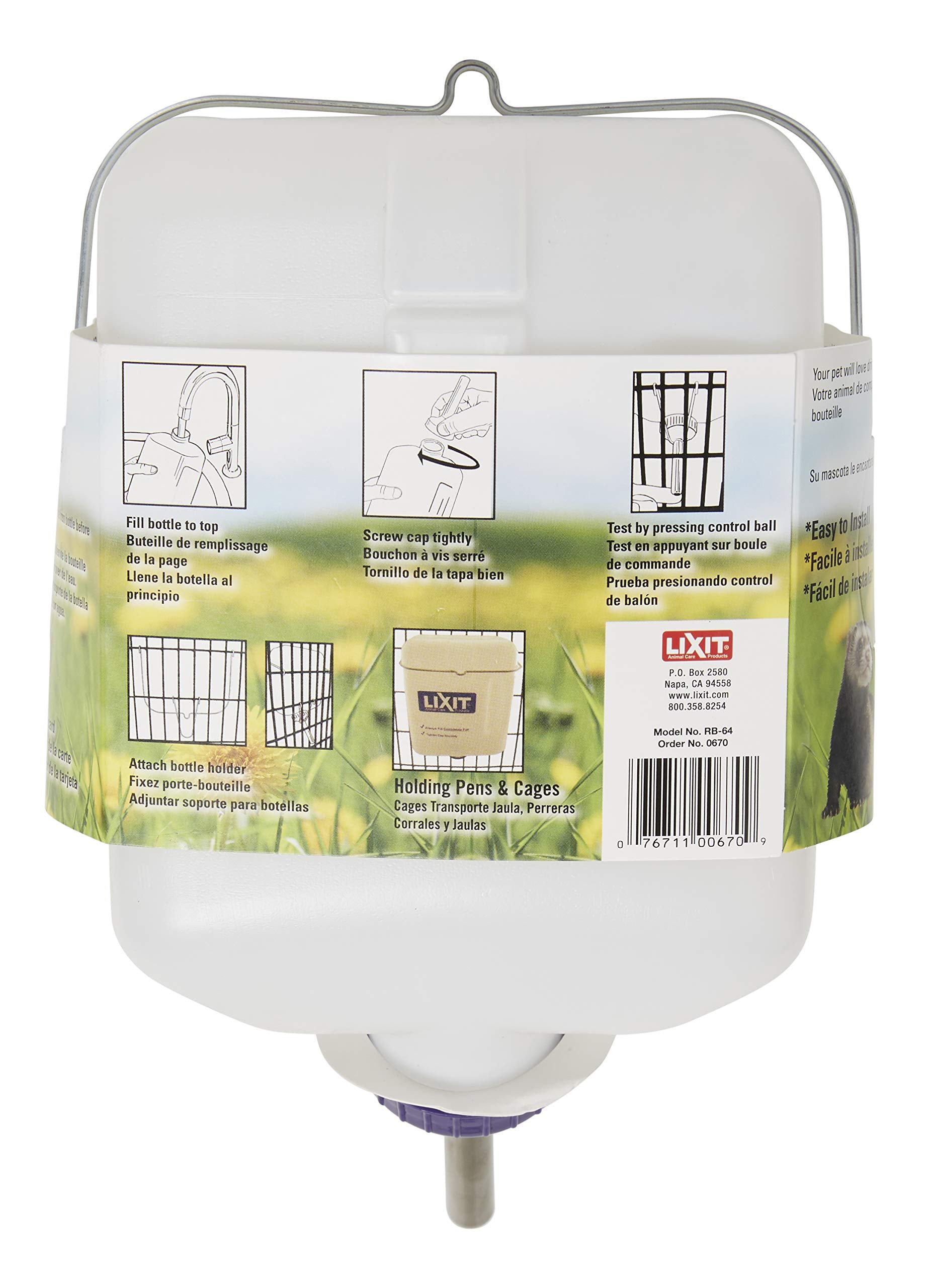 Lixit bouteille installée dans un clapier démontrant usage extérieur fiable