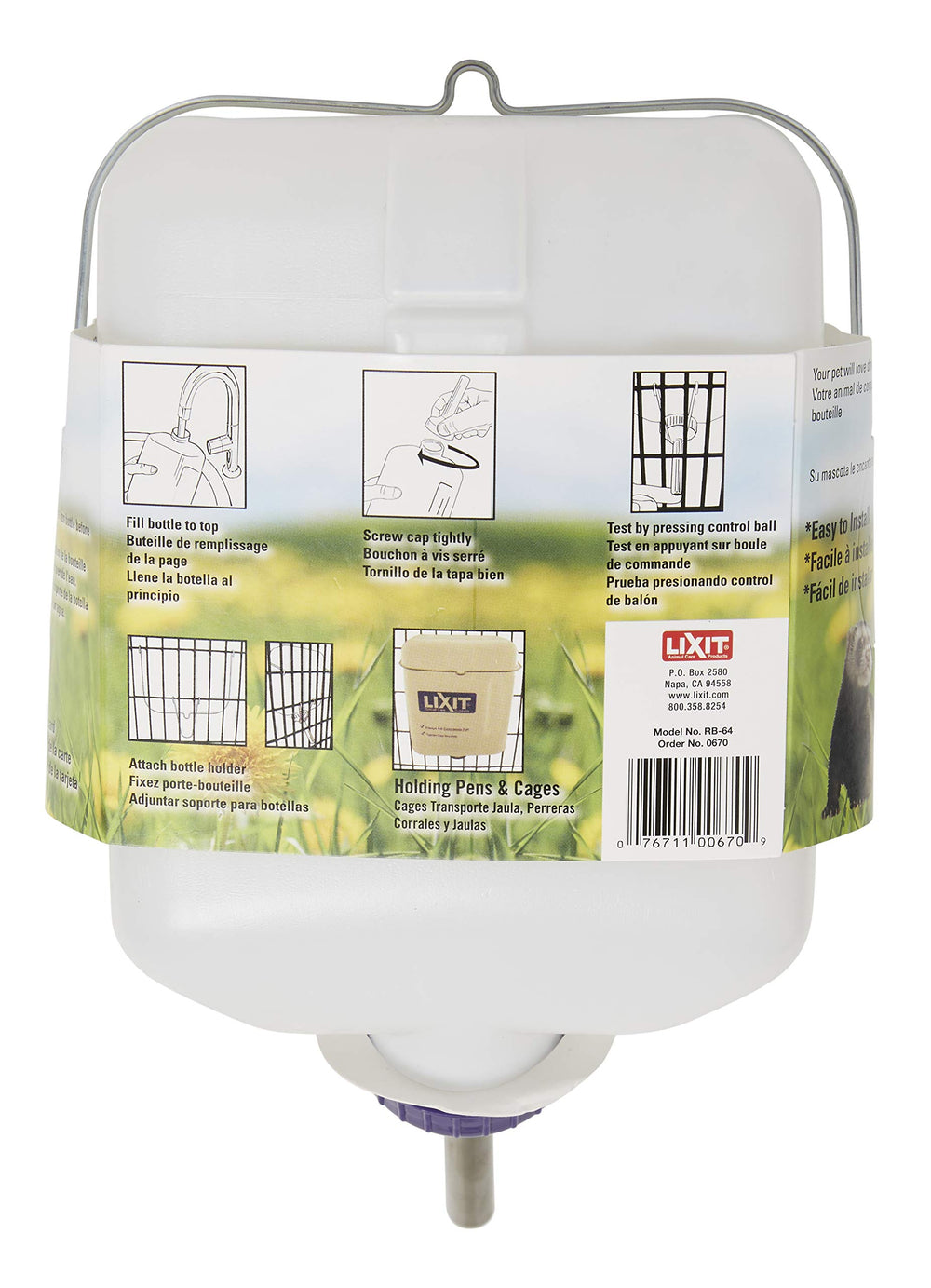 Lixit bouteille installée dans un clapier démontrant usage extérieur fiable