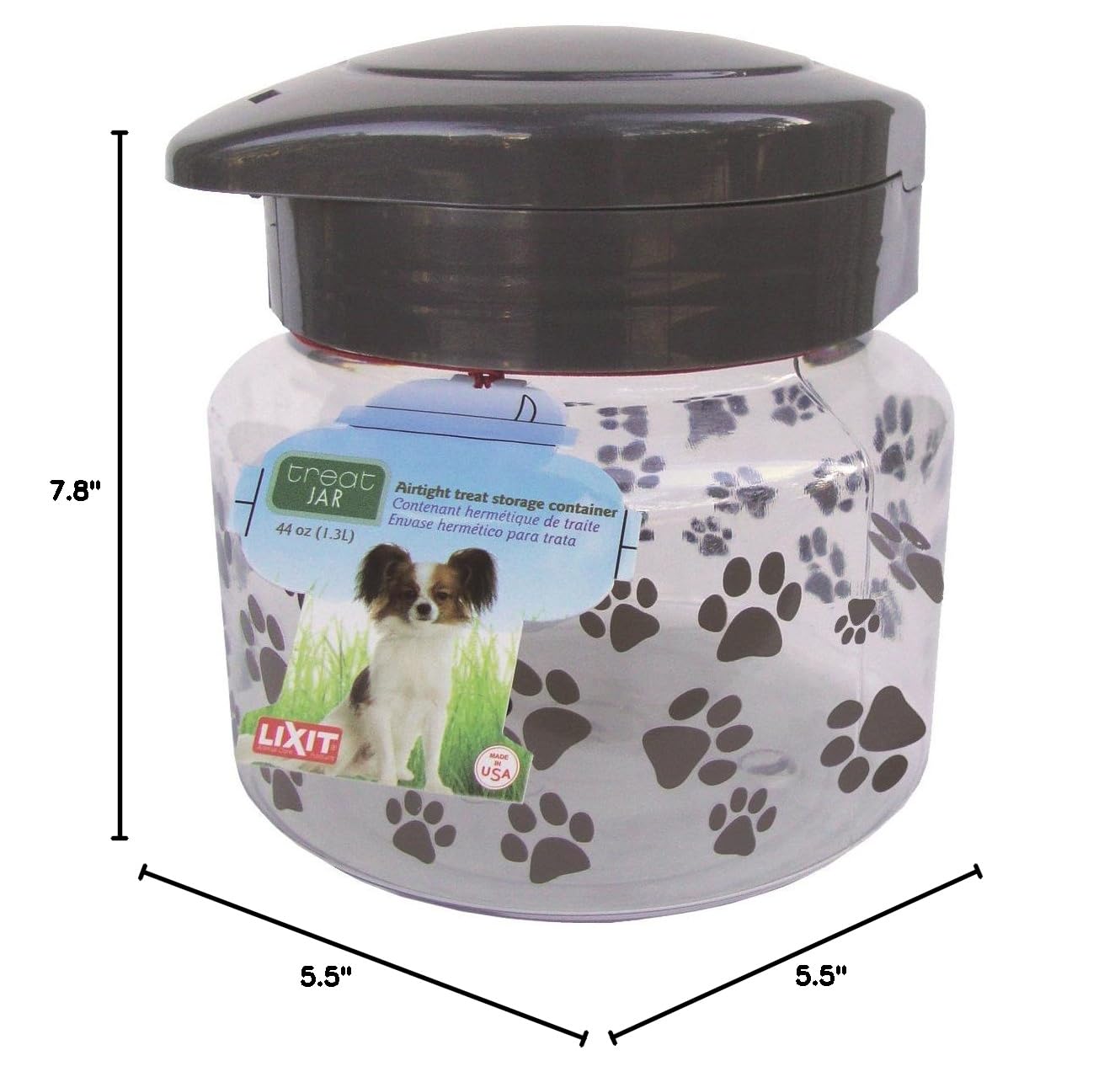 Lixit bocal en situation avec chien pour rangement ordonné des friandises
