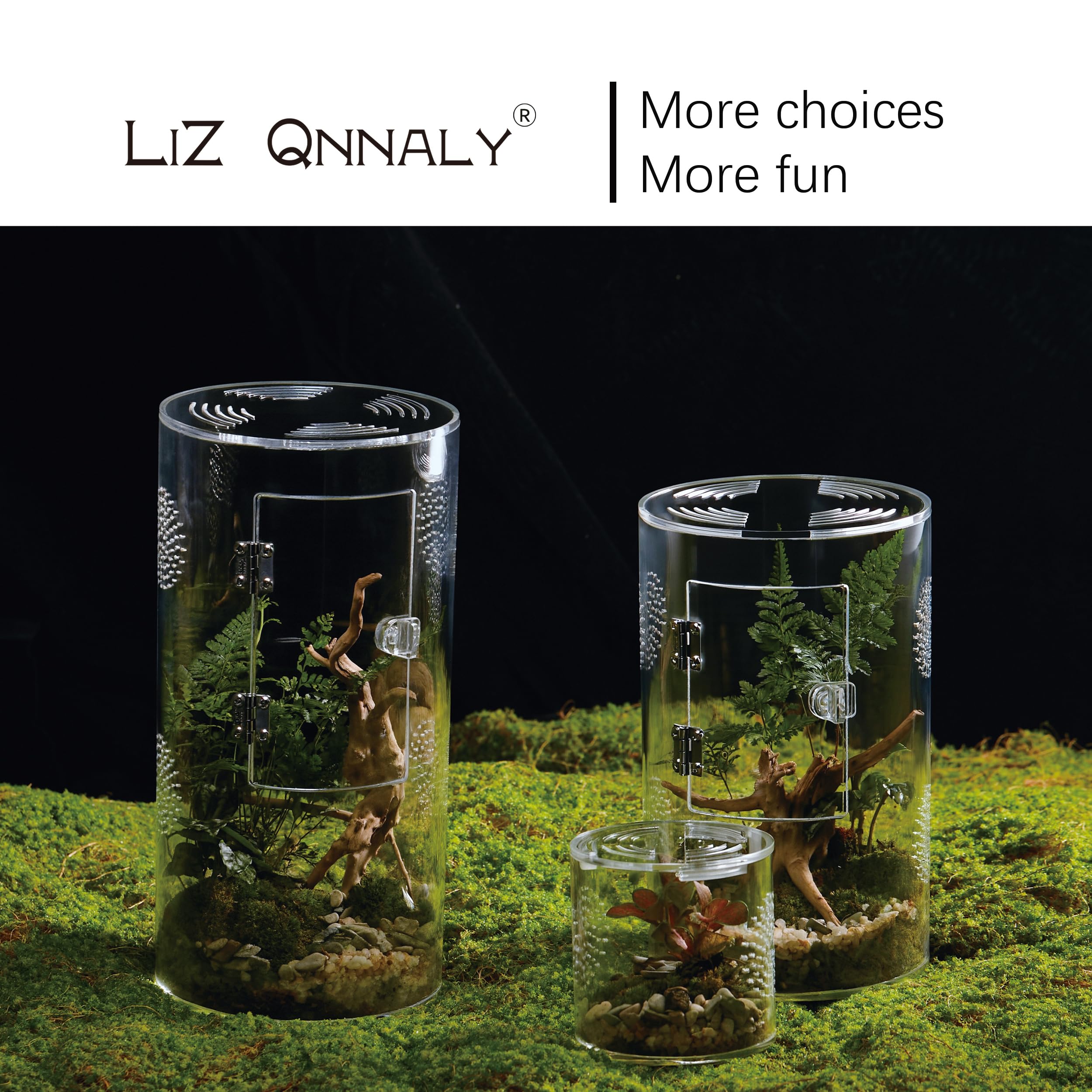 LIZ QNNALY comparaison d'échelle montrant les tailles small/medium/large disponibles