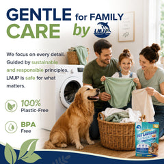 LMJP linge pour animaux dans machine montrant détergent compatible HE et eau froide