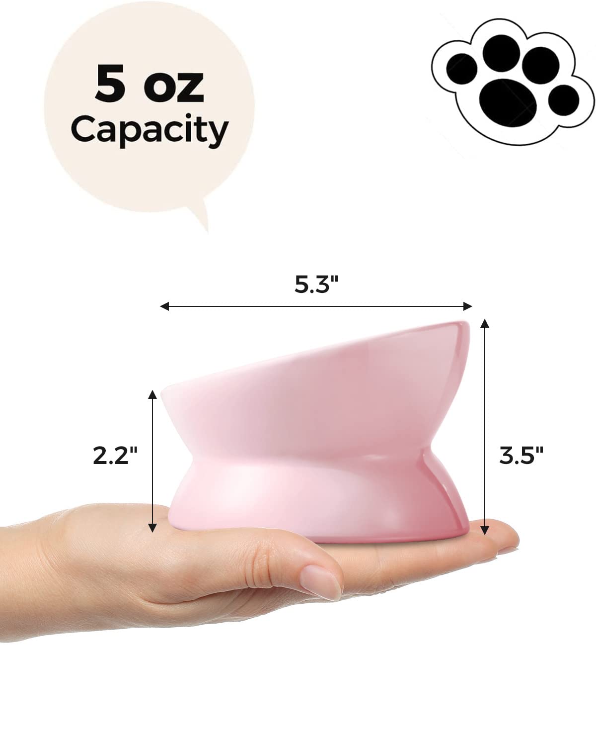 Comparaison d’échelle LoeJan à côté d’une main pour visualiser la capacité 5 oz