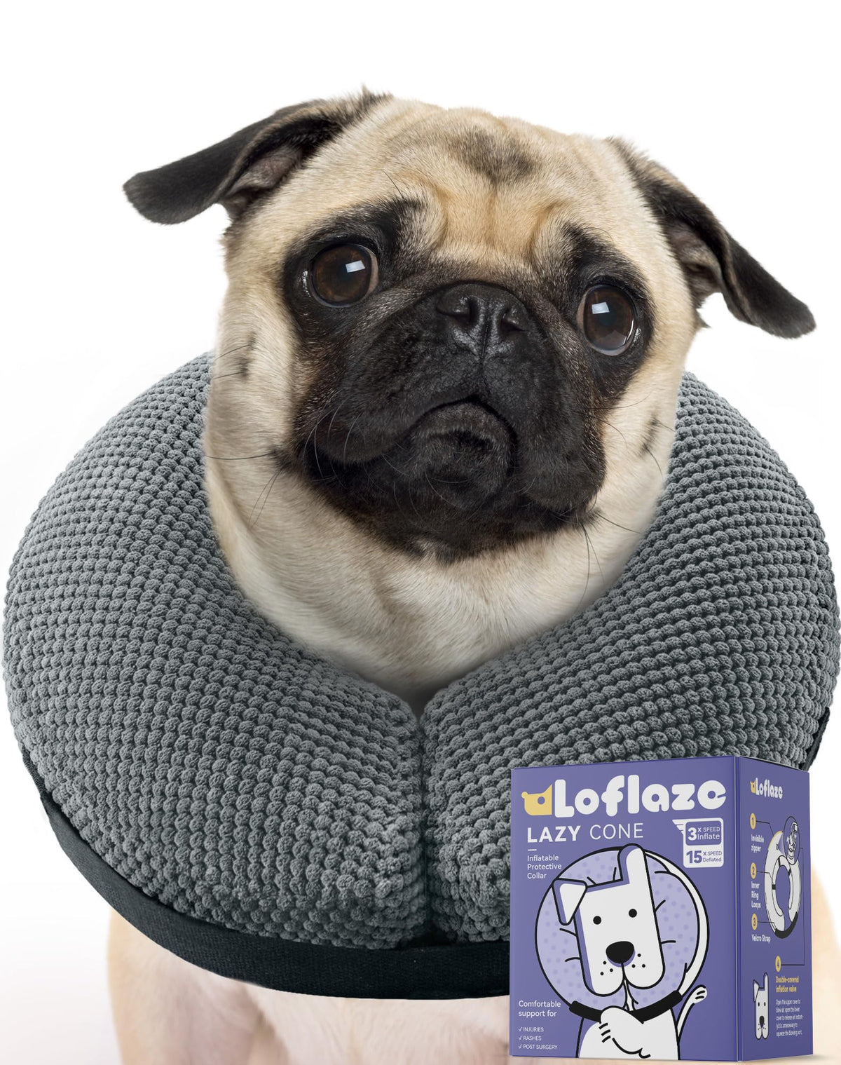 Loflaze collierette face avant montrant forme donut et confort visible