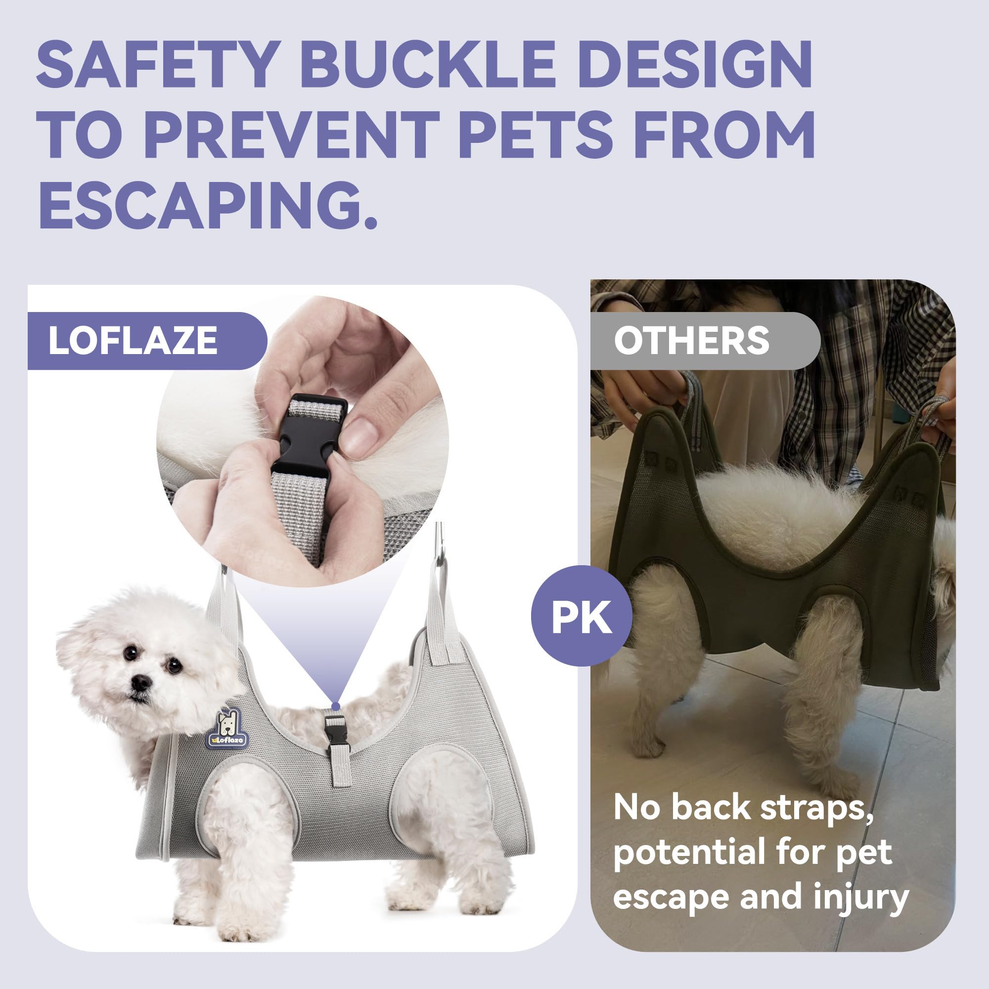 Loflaze hamac en usage sur chien facilitant coupe des griffes