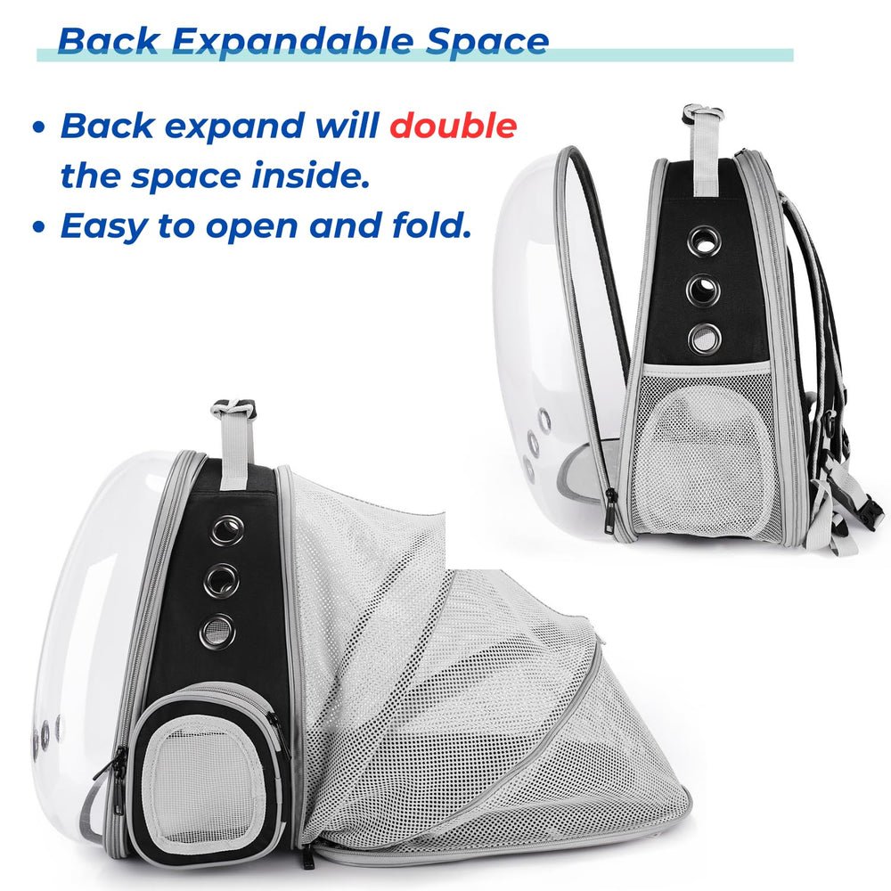 Lollimeow sac extensible déployé montrant espace supplémentaire et confort