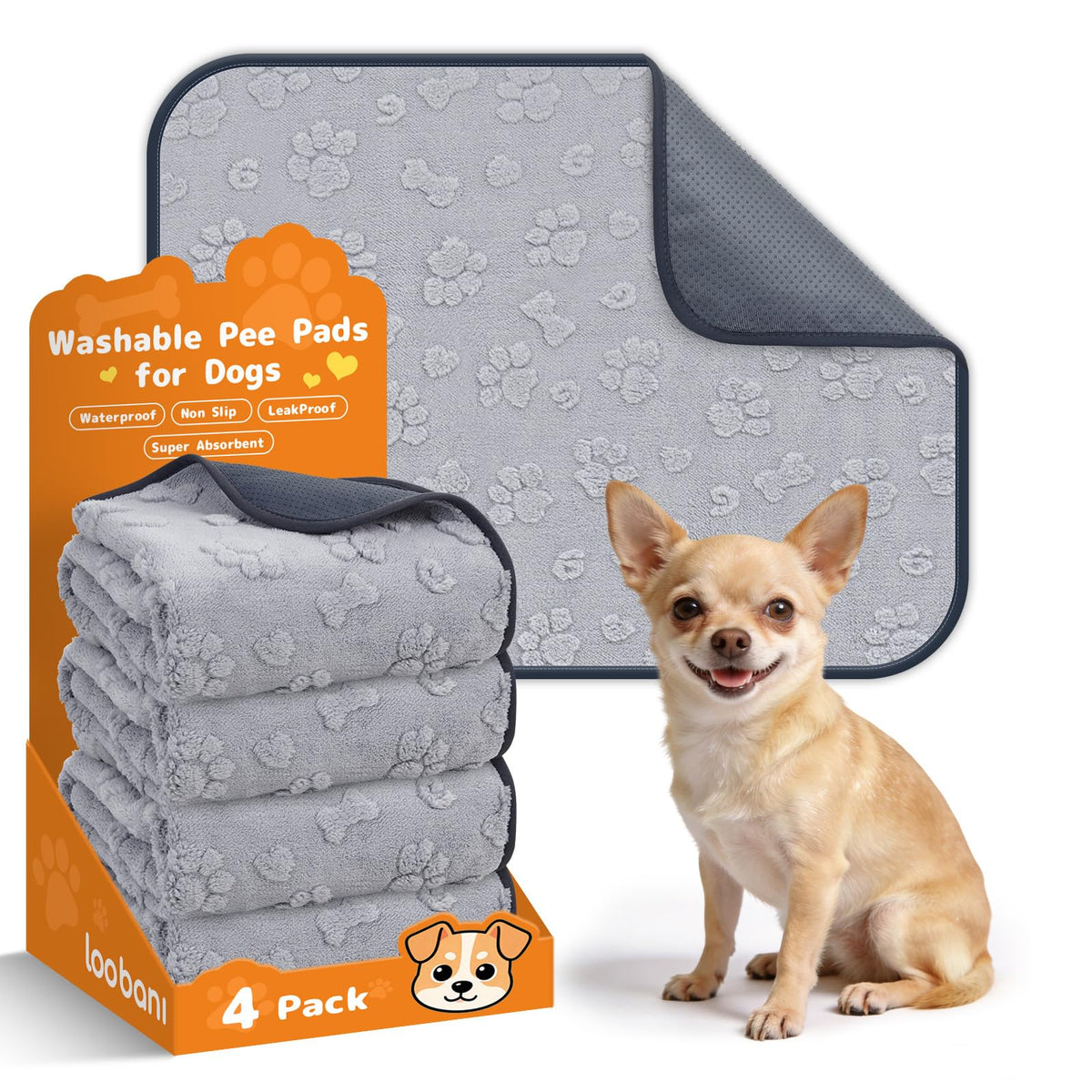 LOOBANI tapis pack de front montrant quatre tapis gris et bénéfice de protection durable