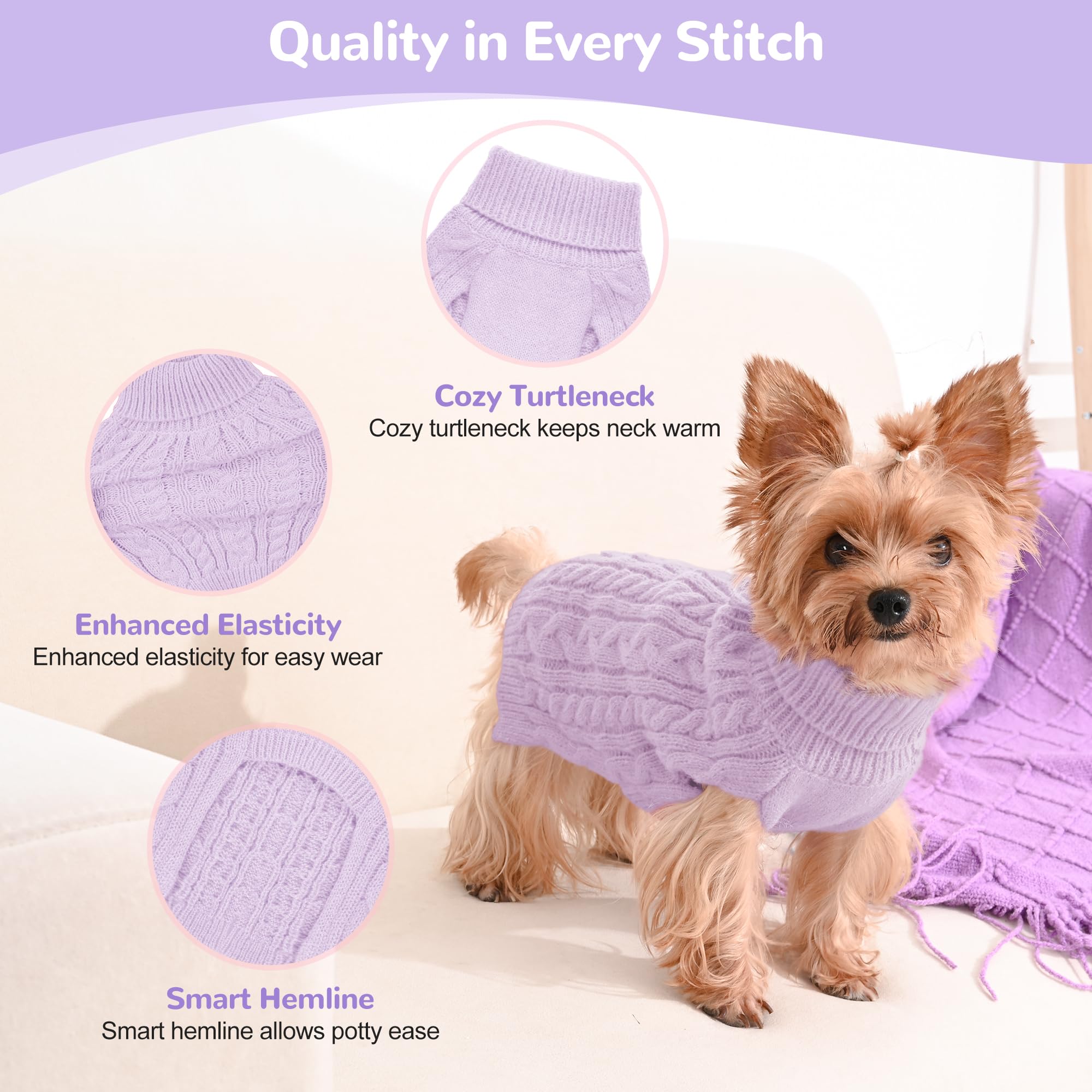 Lorehelina petit chien portant le pull rose, confort et liberté de mouvement