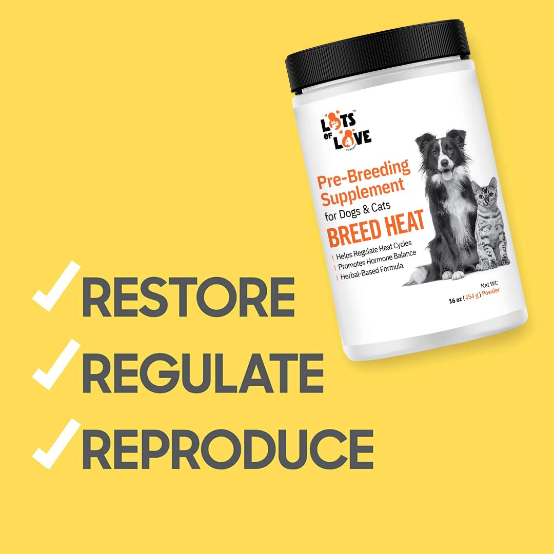 LOTS OF LOVE PET PRODUCTS bol de nourriture mélangé avec Breed Heat, bénéfice administration discrète