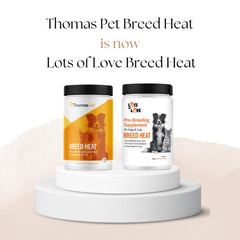 LOTS OF LOVE PET PRODUCTS vue rapprochée de la poudre Breed Heat, bénéfice texture facile à mélanger