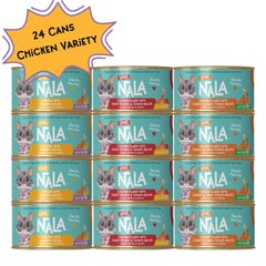 LOVE, NALA gros plan sur flocons de poulet montrant texture appétente