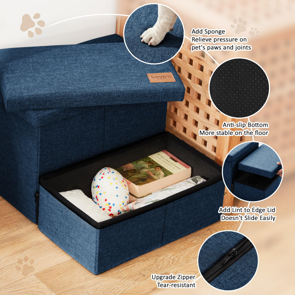 Love's cabin rangement ouvert avec jouets et couvertures bien organisés