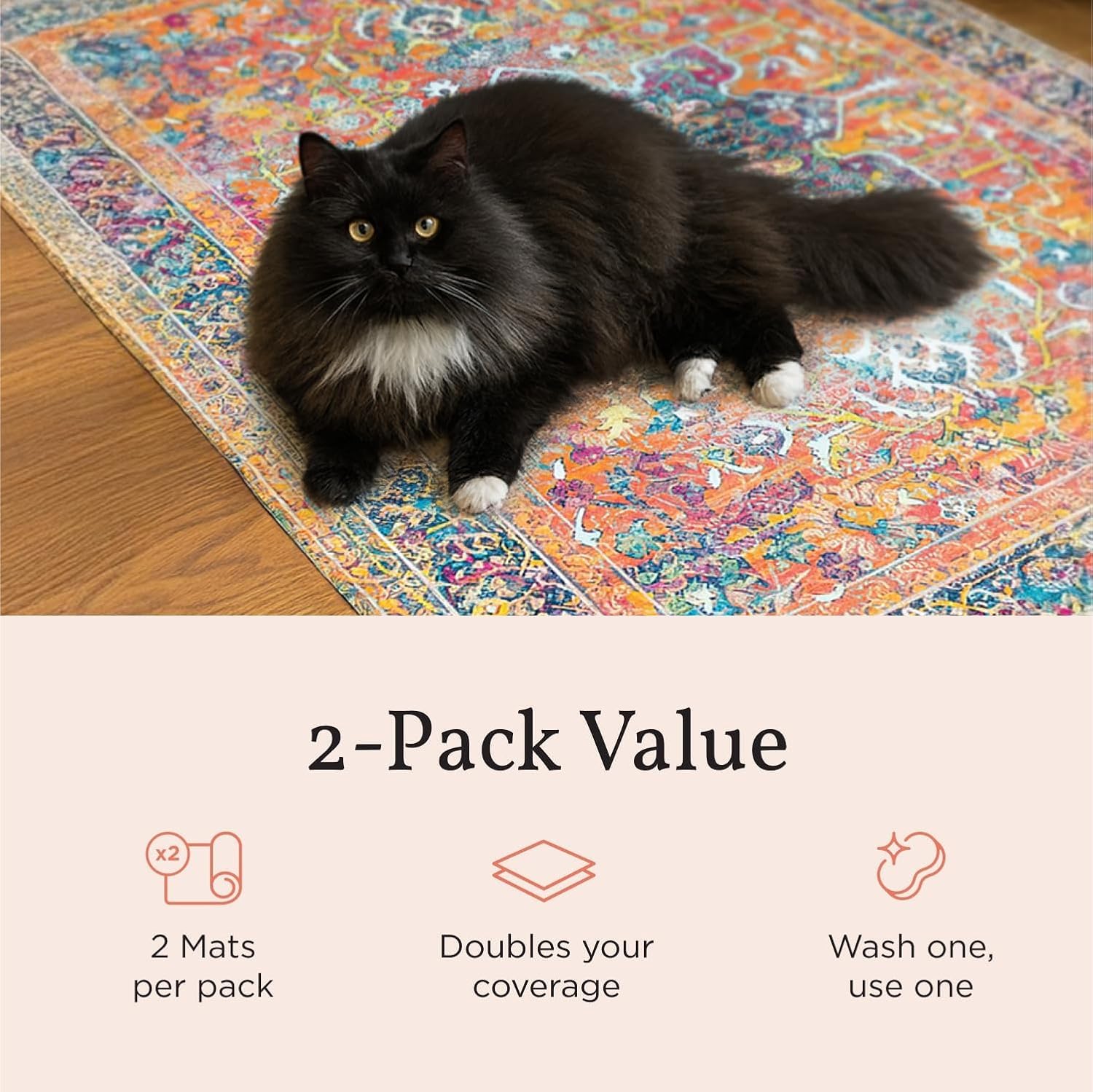 Lovewag Pets tapis en place autour d'une caisse, capture efficace des grains