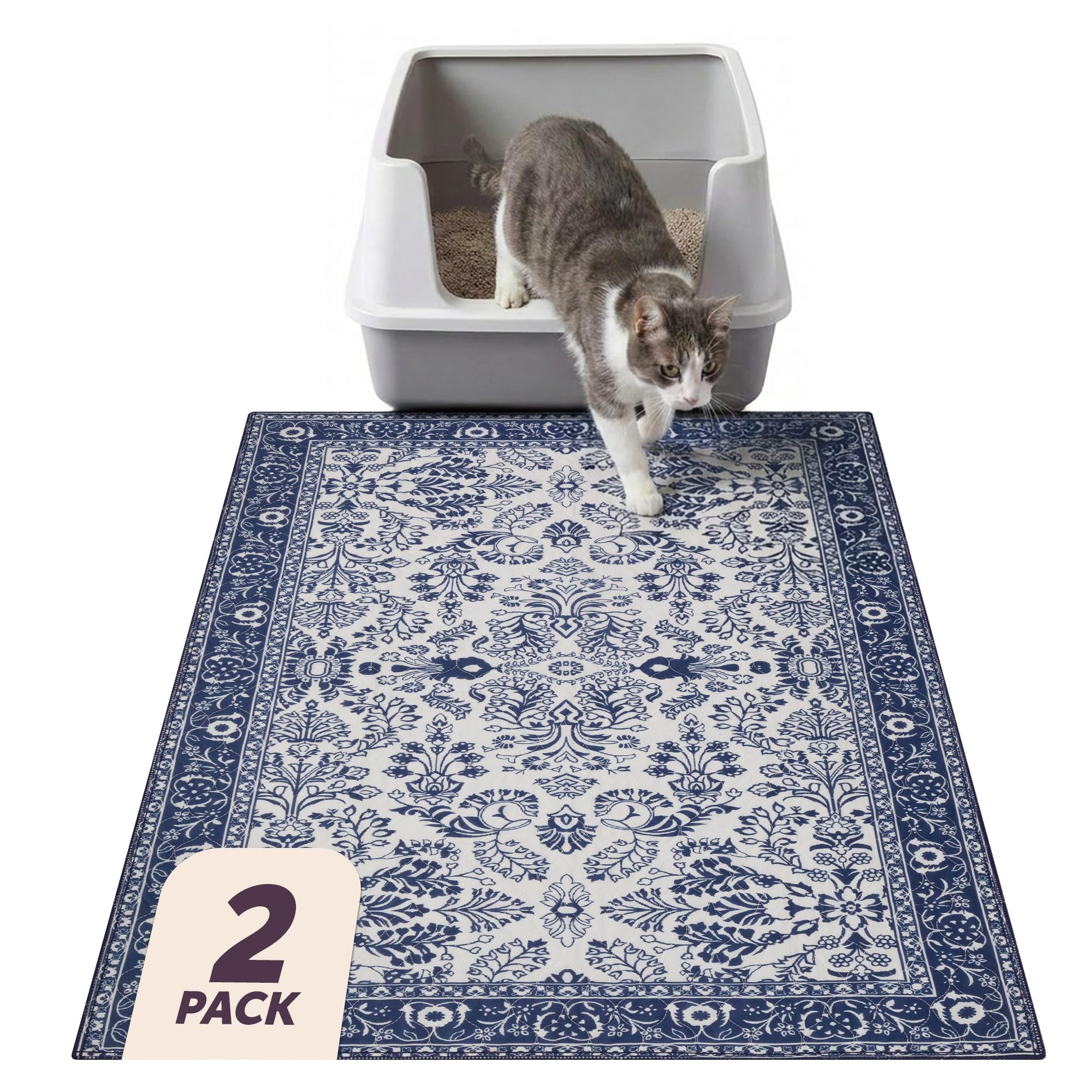 Lovewag Pets vue avant du tapis Indigo Garden, protection large du sol