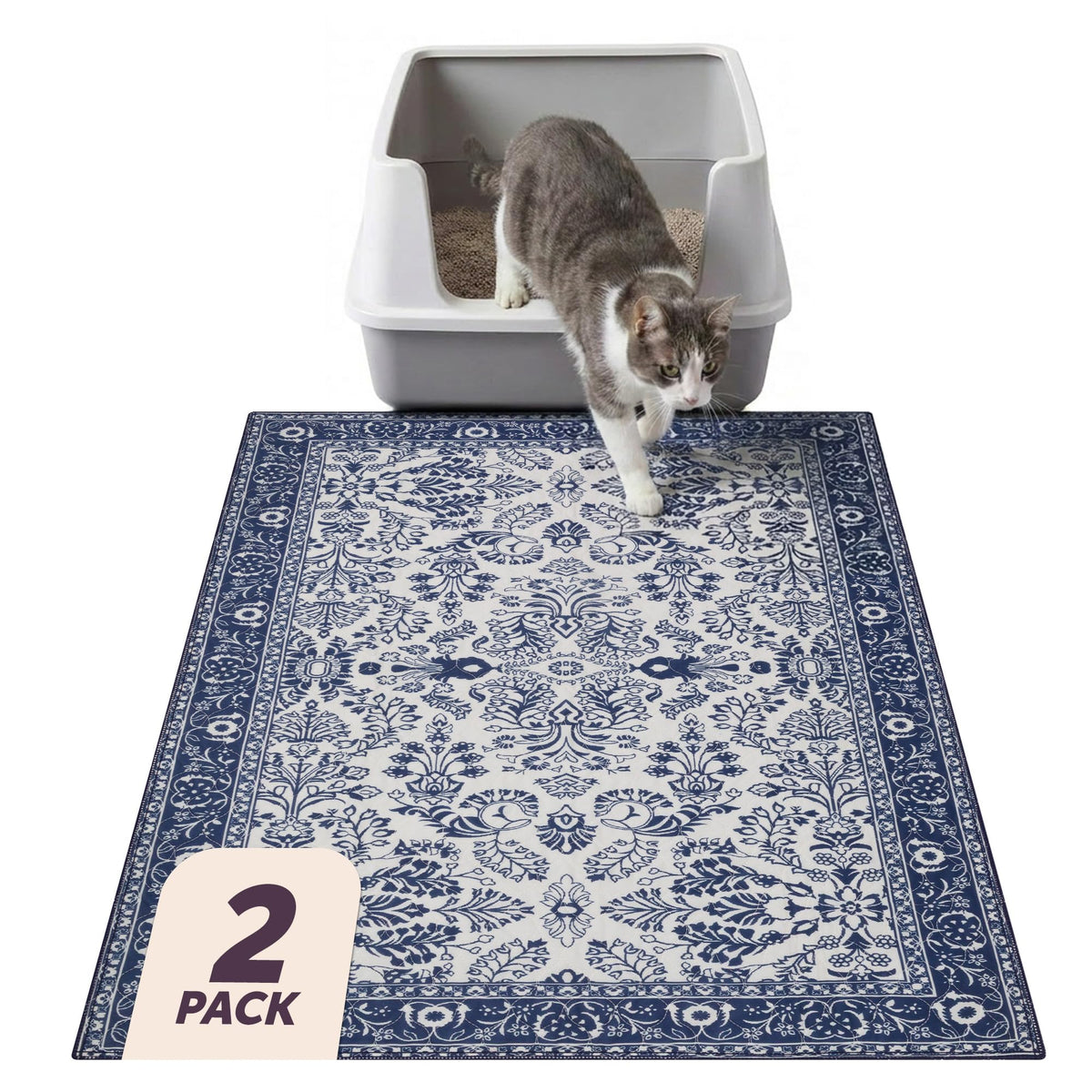 Lovewag Pets vue avant du tapis Indigo Garden, protection large du sol