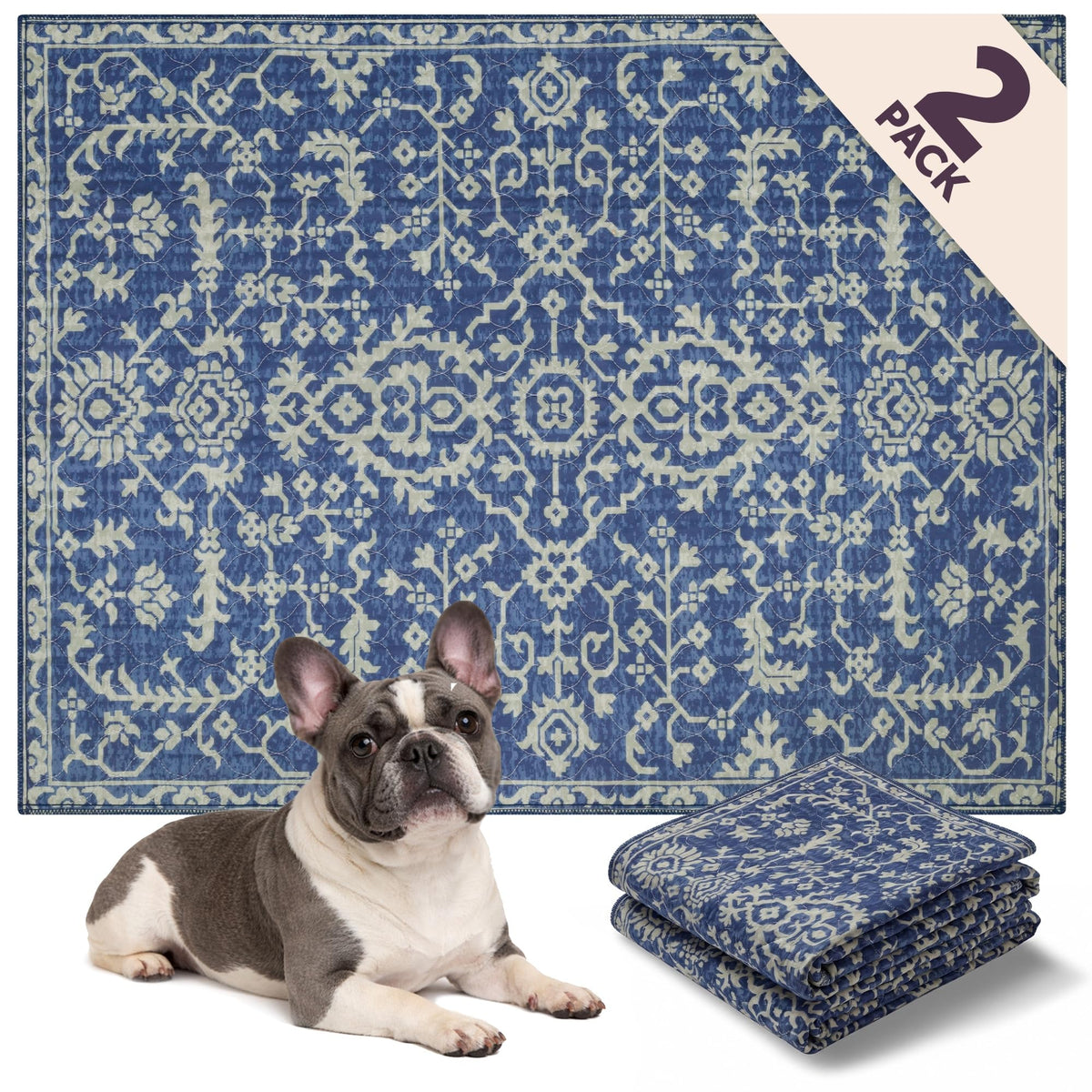 Lovewag Pets tapis Royal Blue Quilt face avant élégant protège sols et décore
