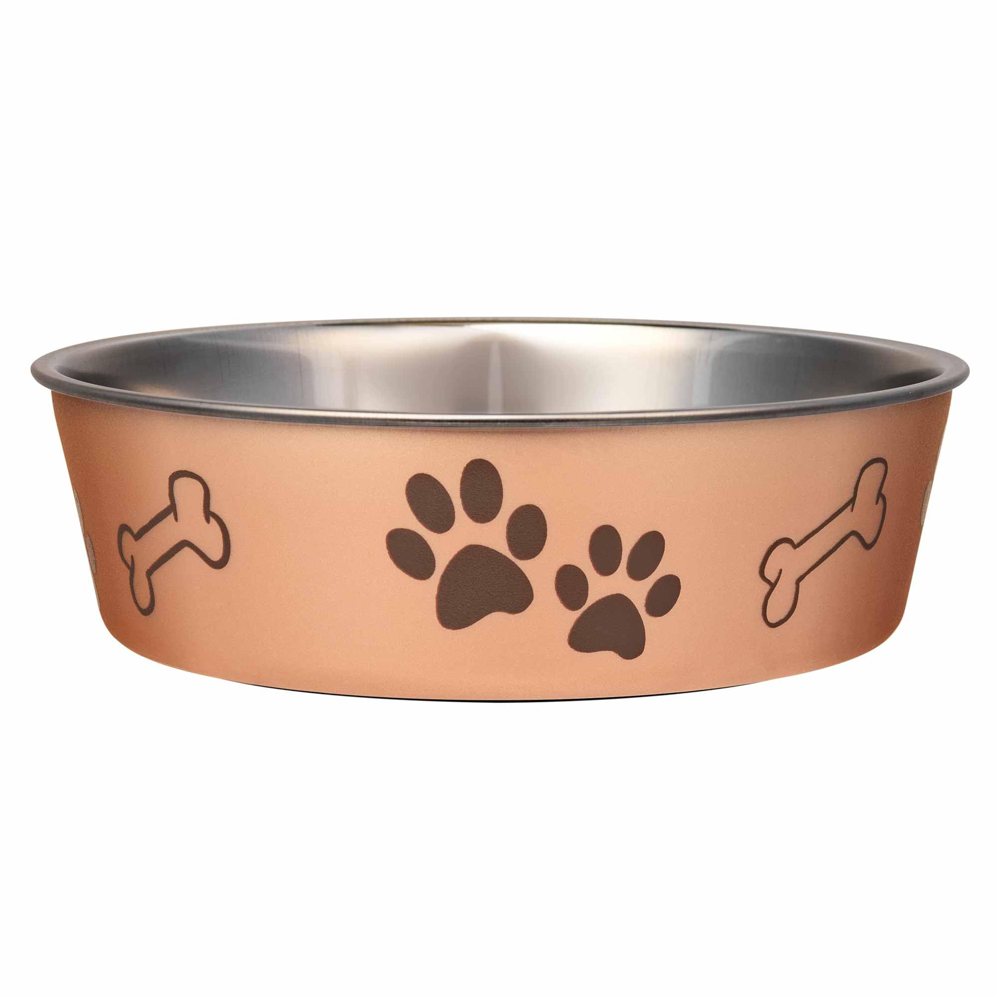 Loving Pets Bella Bowl vue de face en champagne, design élégant et stable