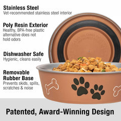 Loving Pets Bella Bowl gros plan intérieur inox pour hygiène facile