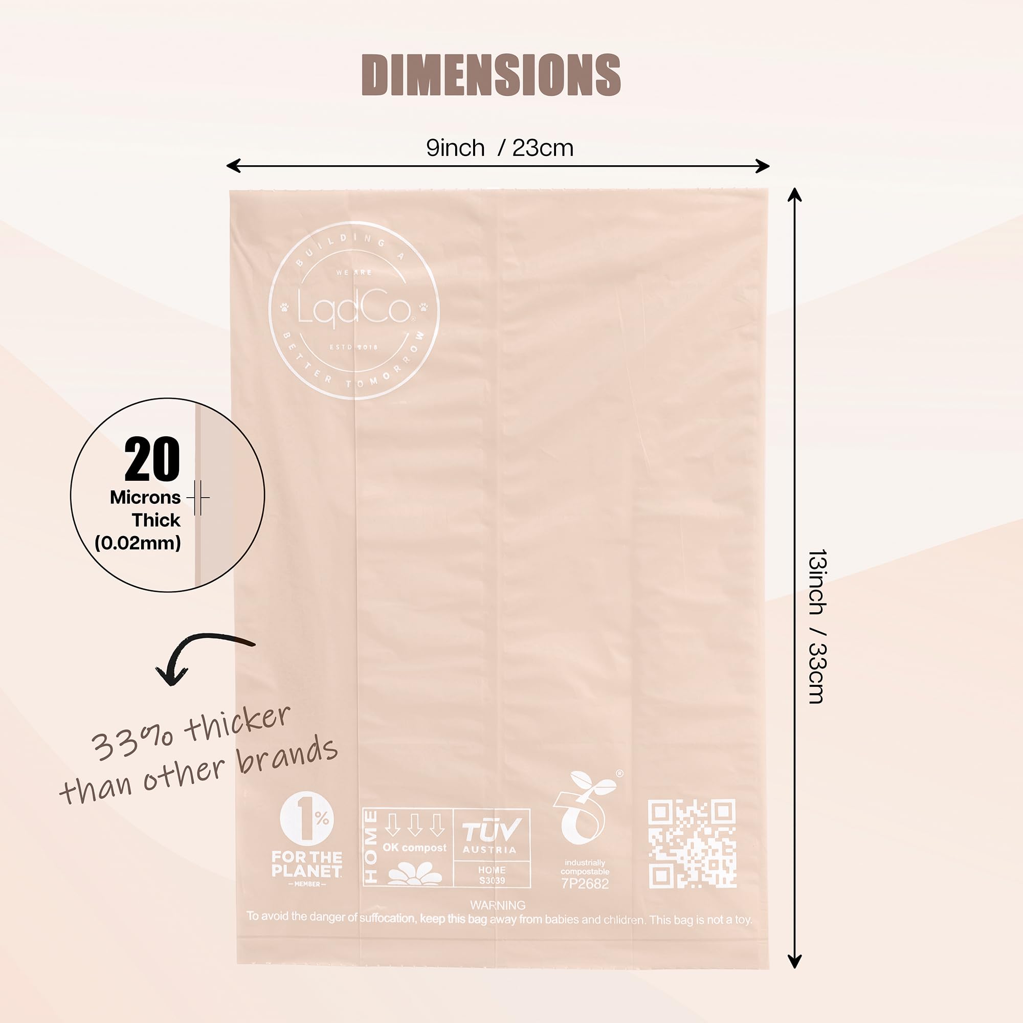 LqdCo comparaison taille avec main soulignant format 9x13 pouces