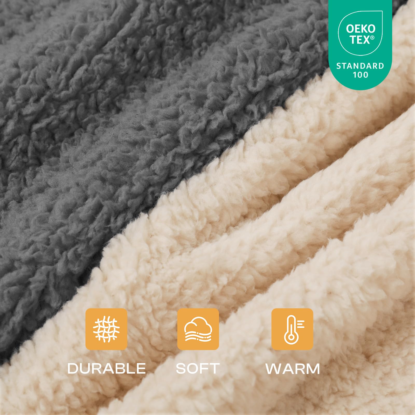 Luciphia gros plan texture double-face sherpa pour confort et chaleur