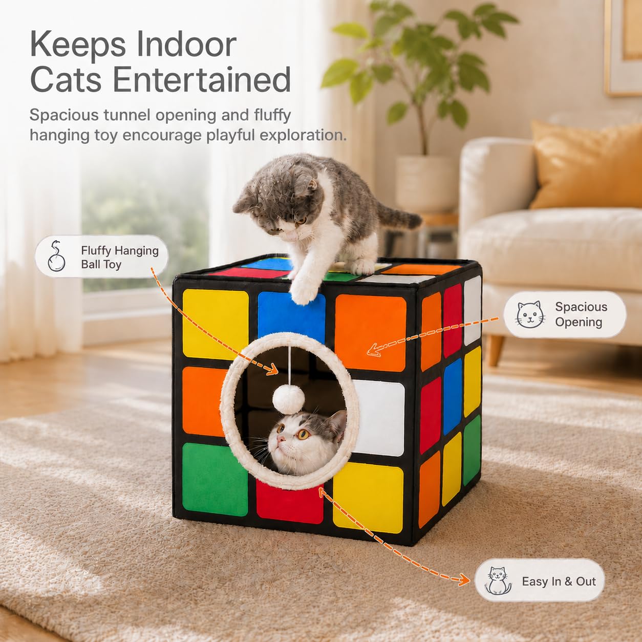 LUCKITTY boule duveteuse suspendue en jeu pour stimuler l'activité
