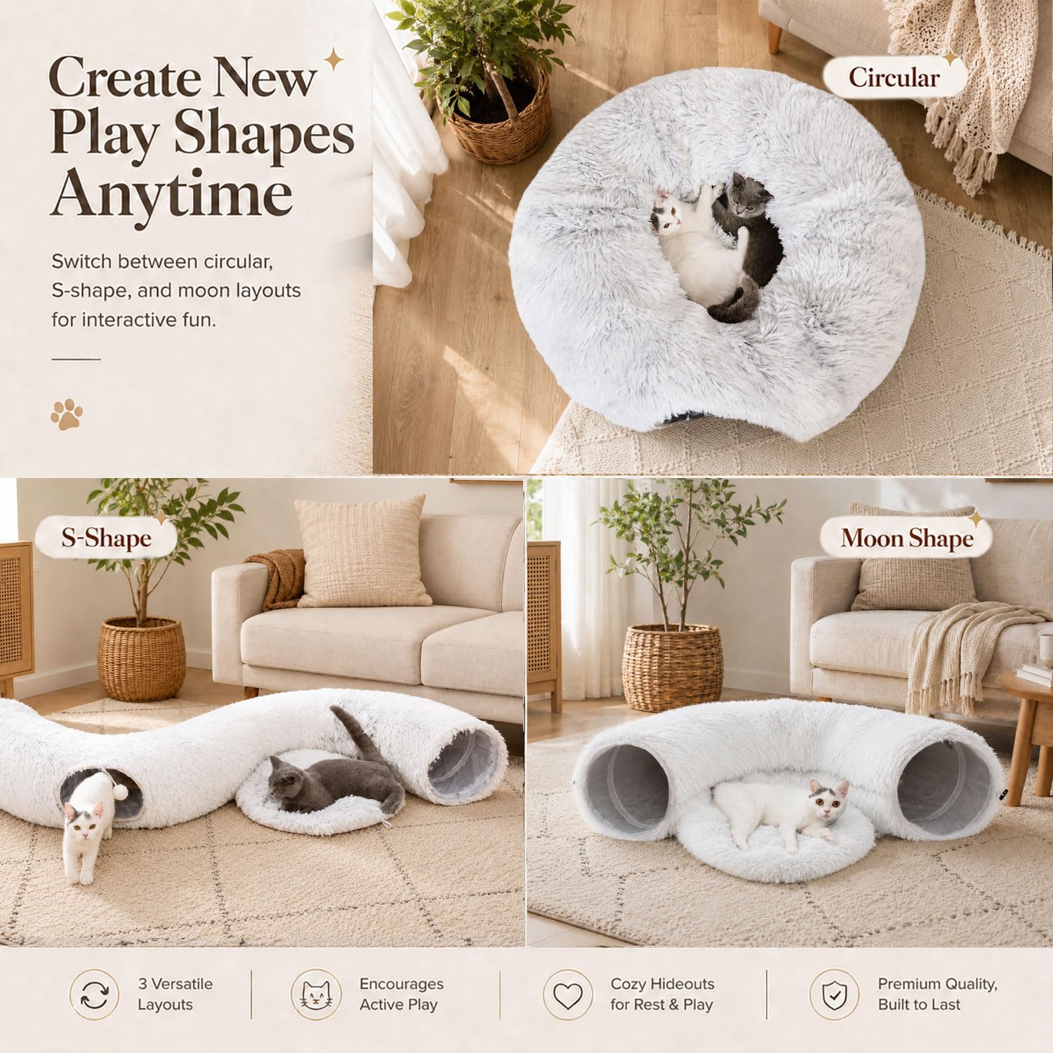 LUCKITTY chat jouant dans le tunnel stimulant l'activité
