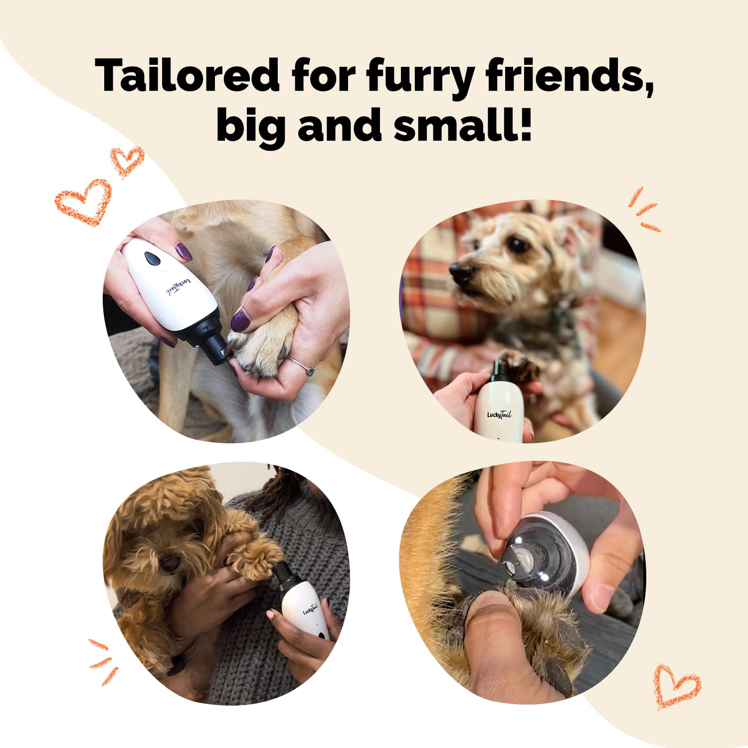 LUCKY TAIL comparaison taille avec main pour évaluer portabilité