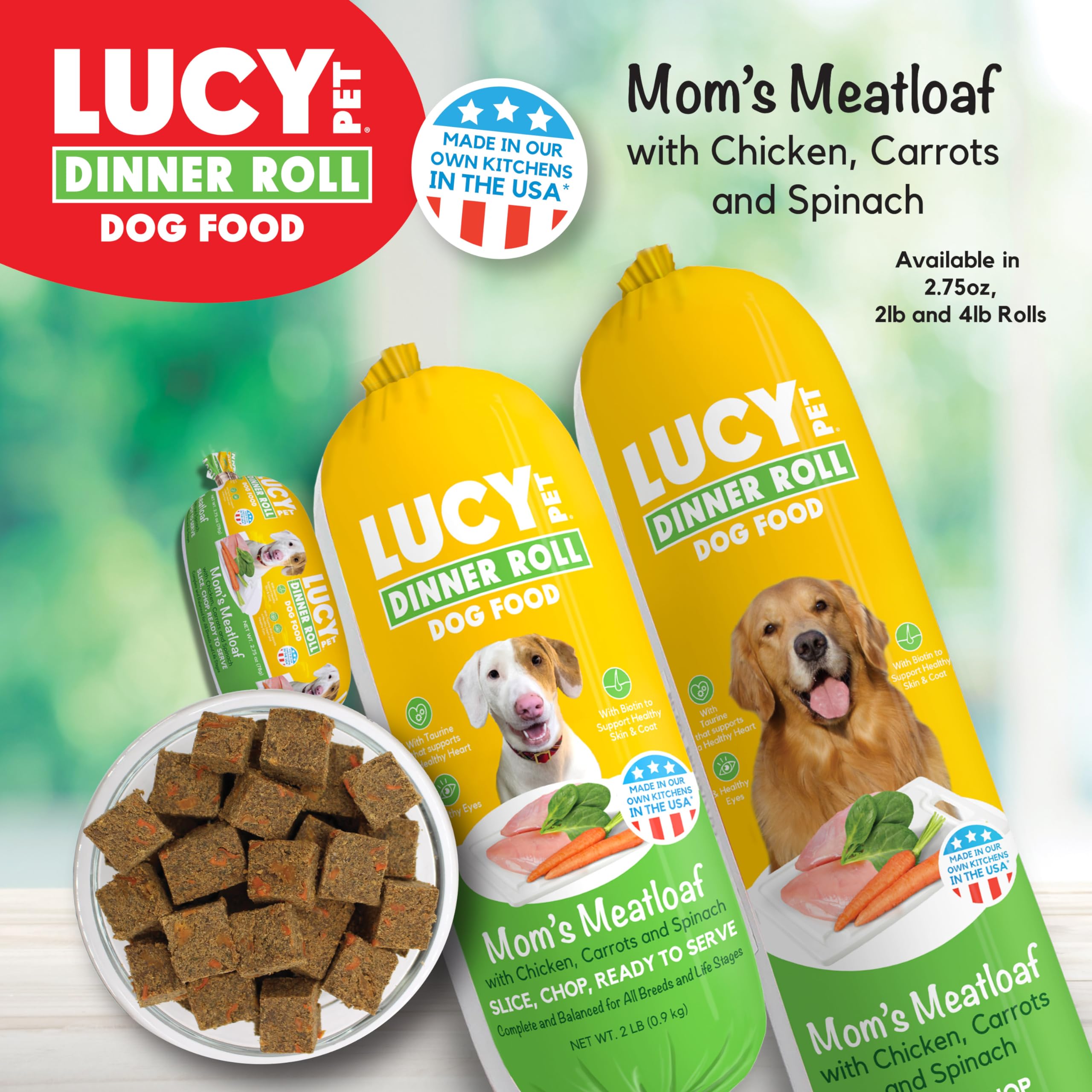 Lucy Pet rouleau tranché prêt à servir, facilite portions et appétence