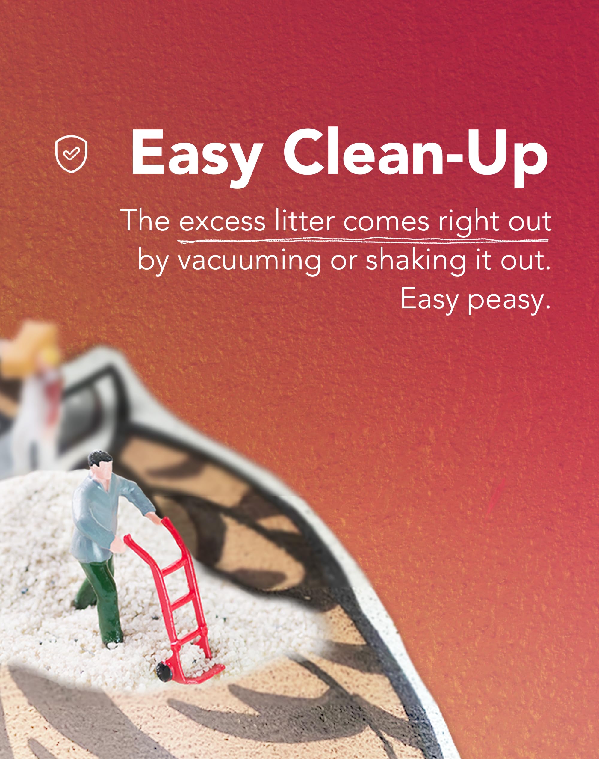 Lukamoo tapis intégré dans un coin litière propre et organisé