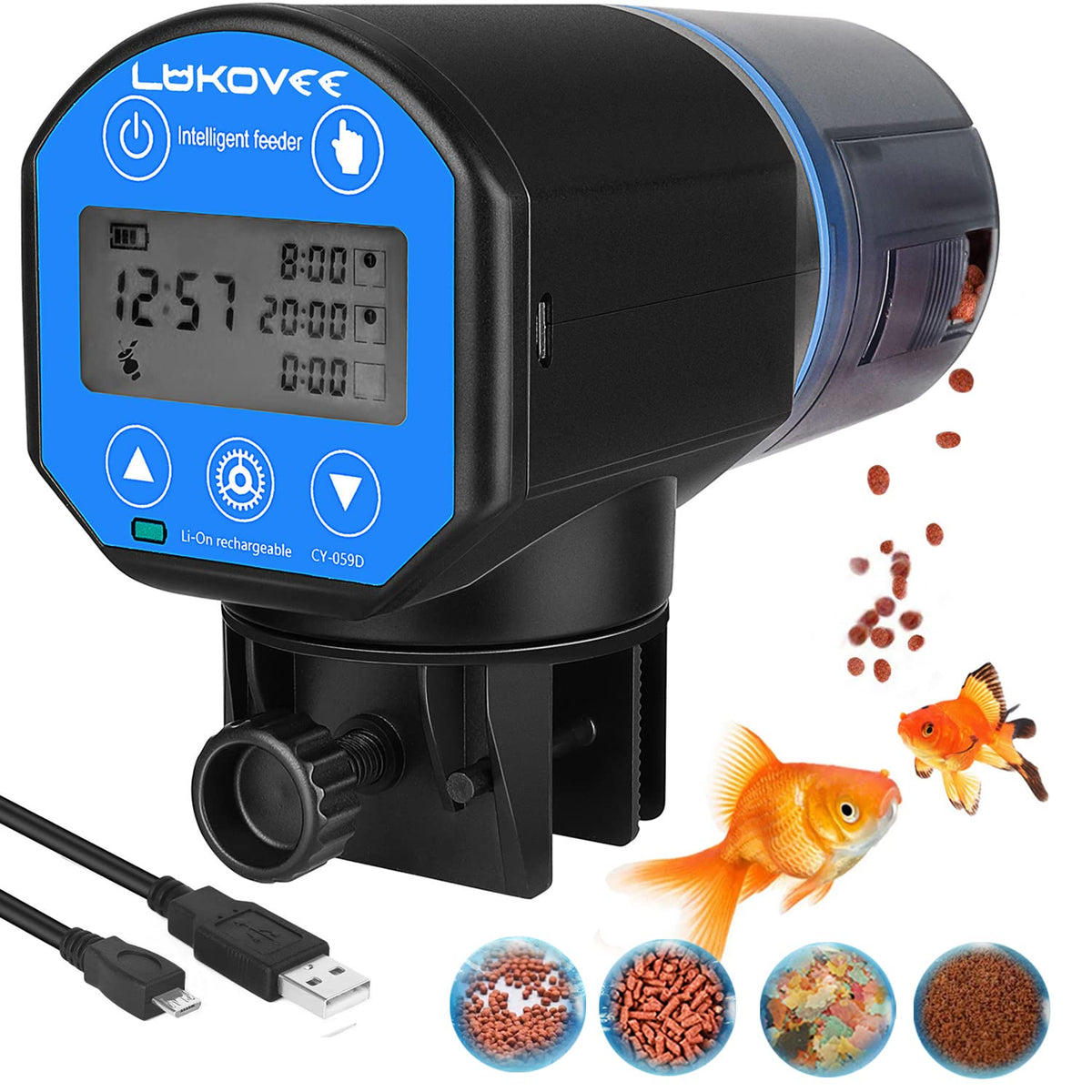 Lukovee vue avant du distributeur montrant l'écran horaire et la capacité 200 ml