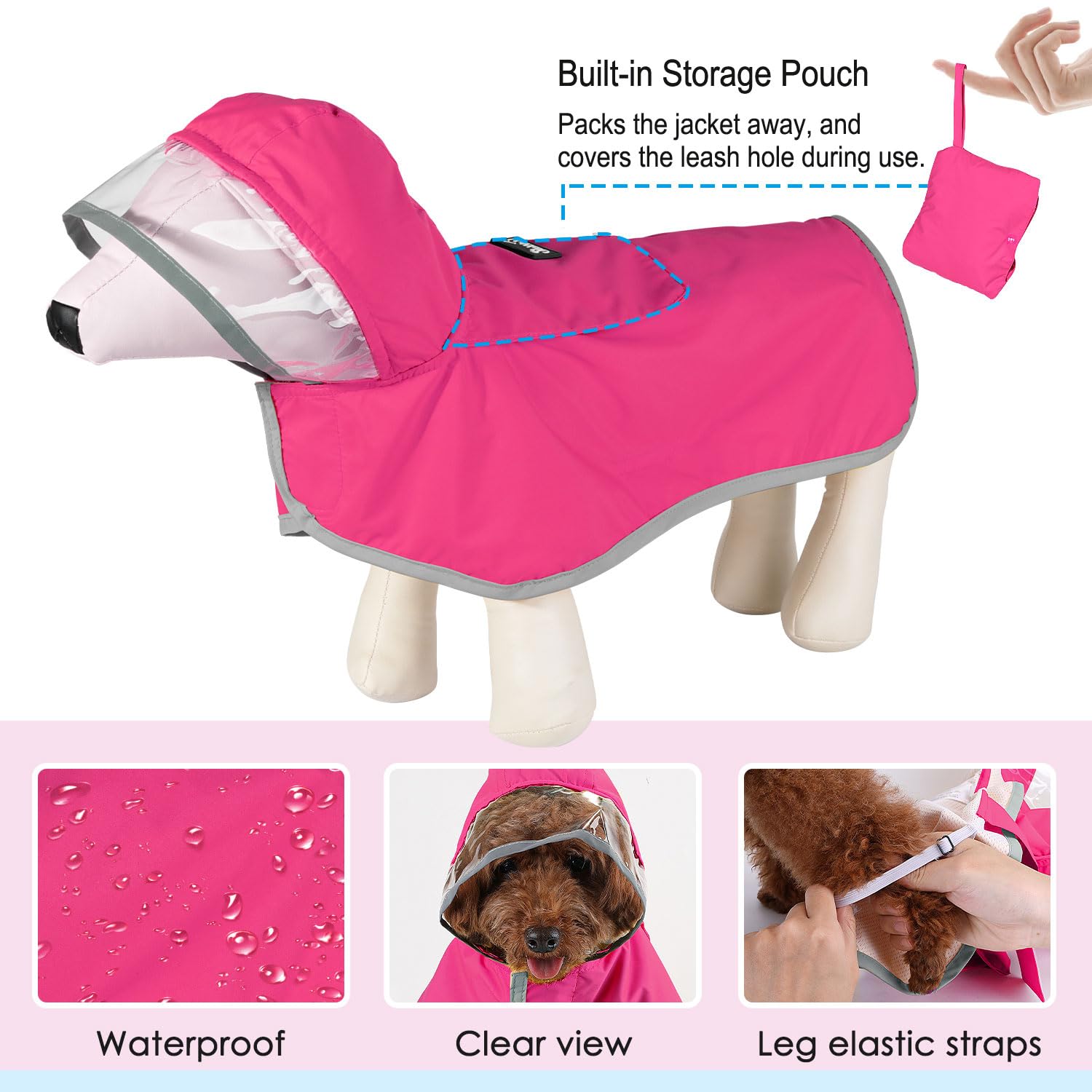 lukovee trou pour laisse et poche protectrice pour utilisation pratique