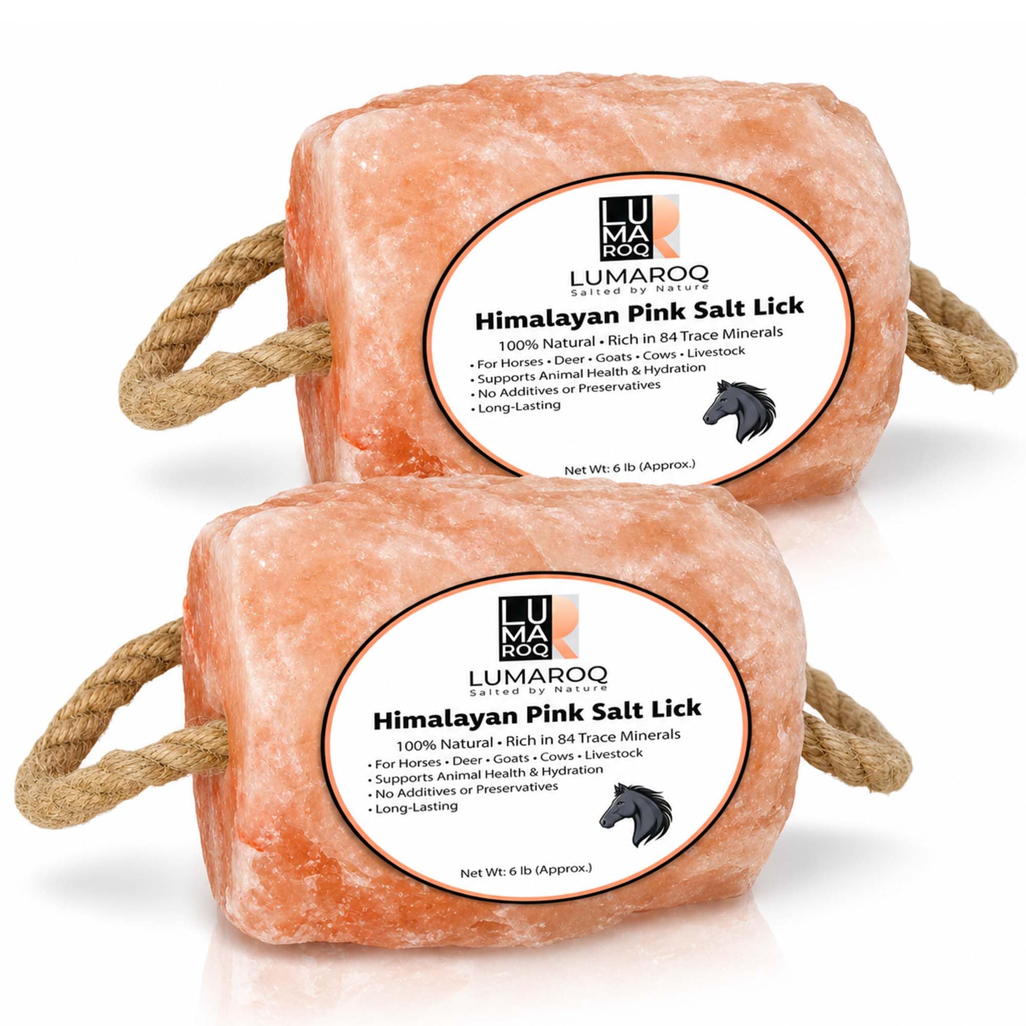 LUMAROQ bloc de sel rose face montrant apparence naturelle et robustesse
