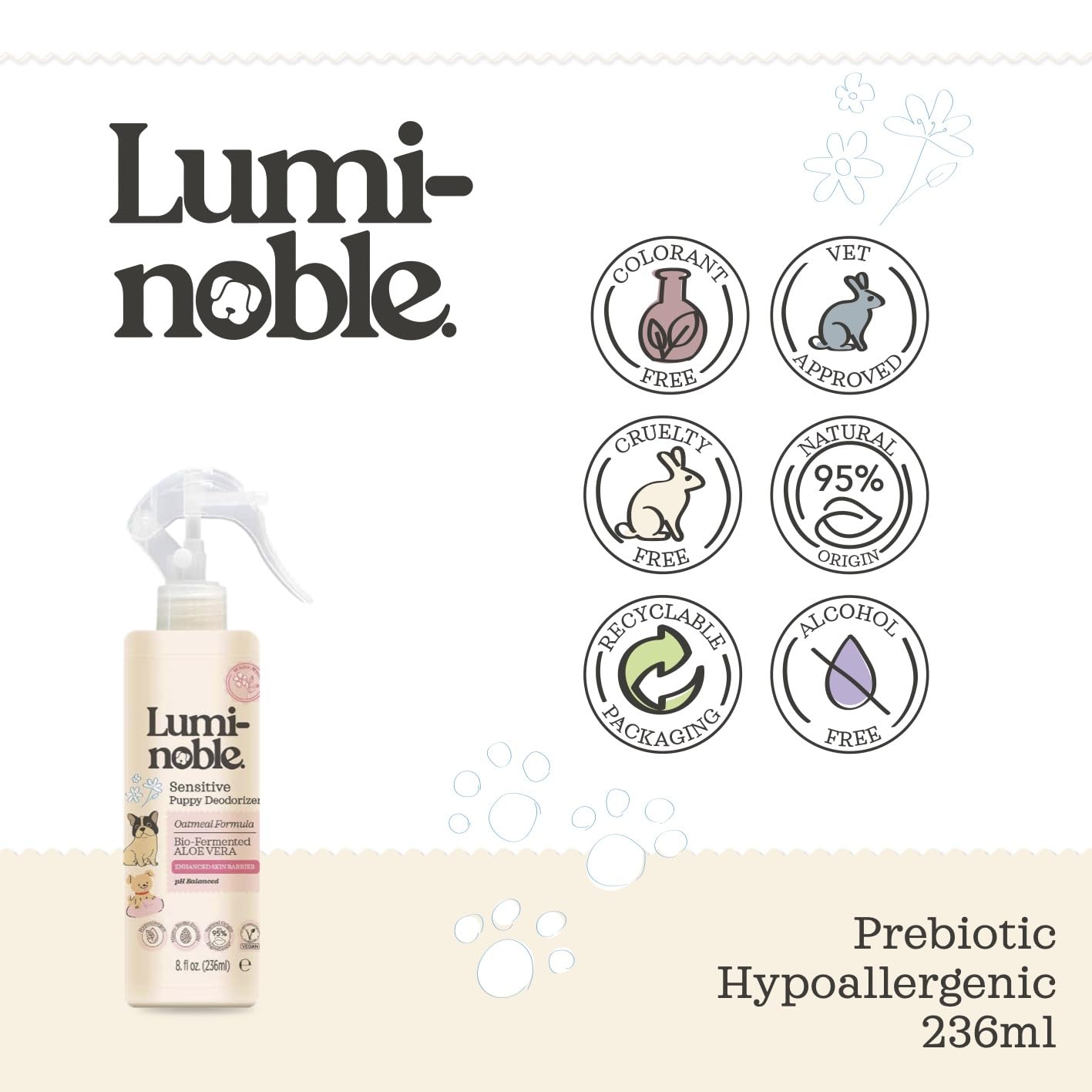 LUMI-NOBLE à côté d'un ruban de mesure pour visualiser l'échelle 8 oz