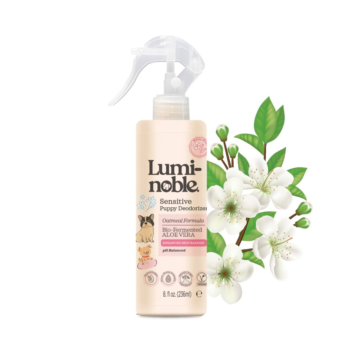 LUMI-NOBLE flacon devant montrant le format 8 oz et design pratique
