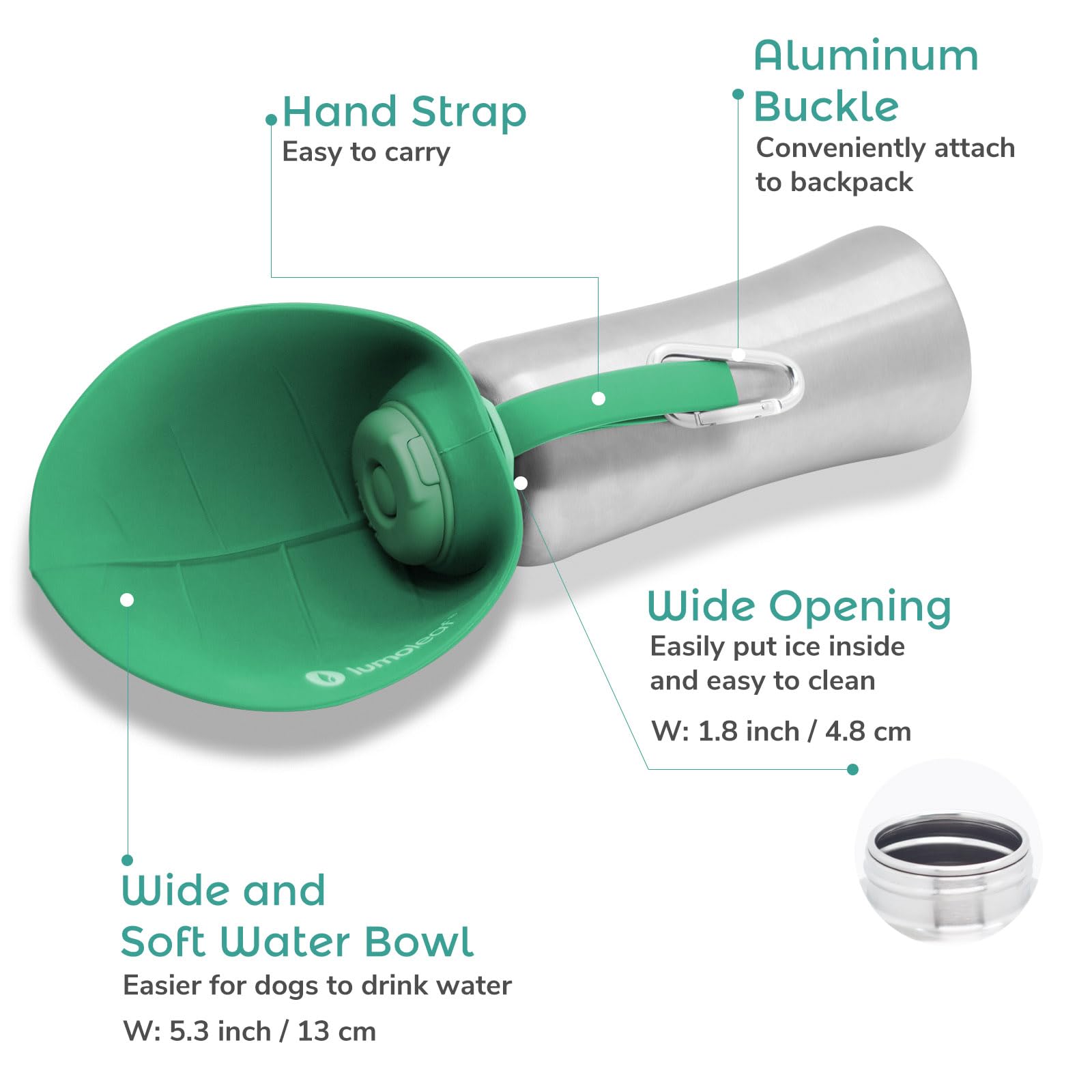 LumoLeaf large ouverture avec glaçons pour remplissage et rafraîchissement