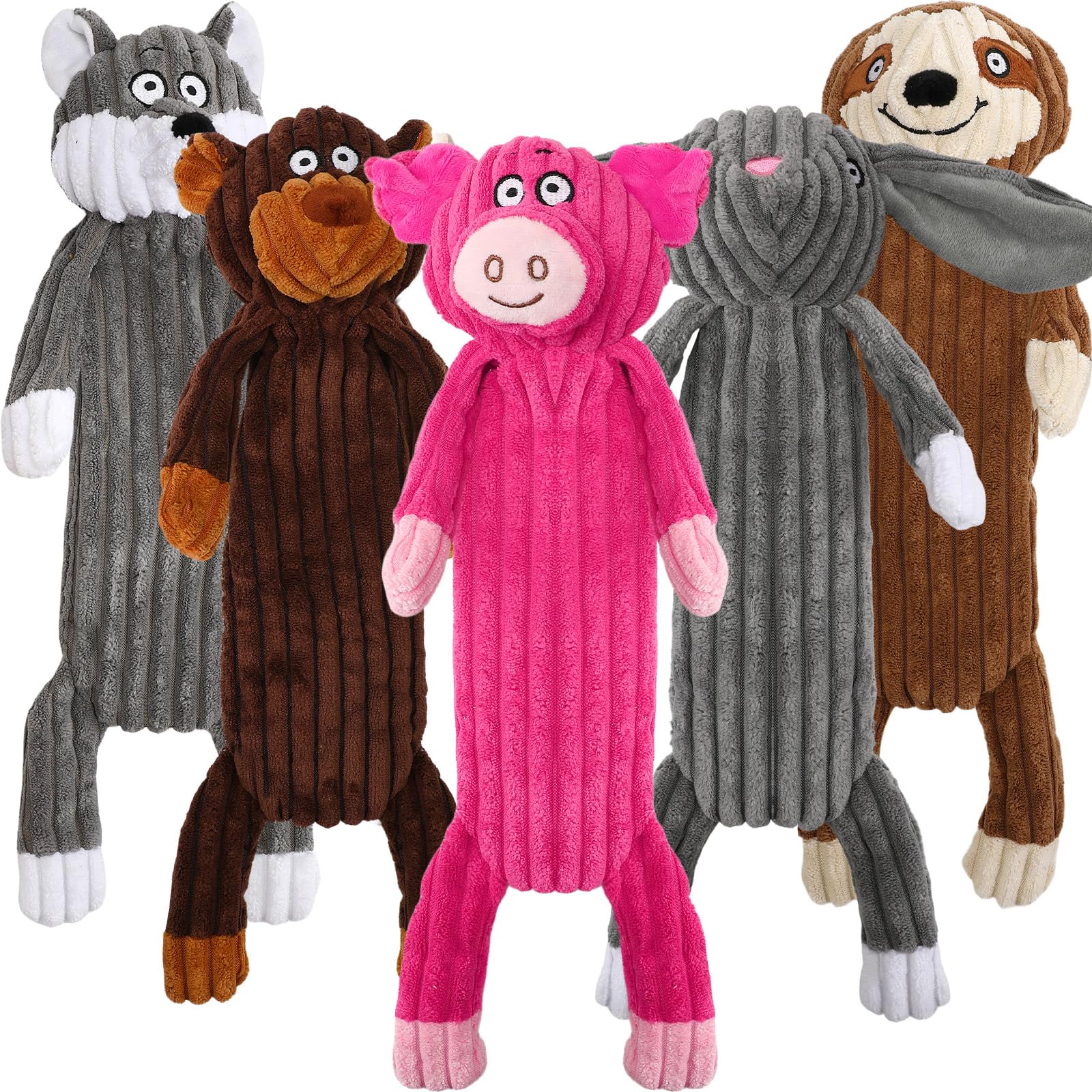 Luudoogs emballage face montrant cinq jouets pour une garde organisée