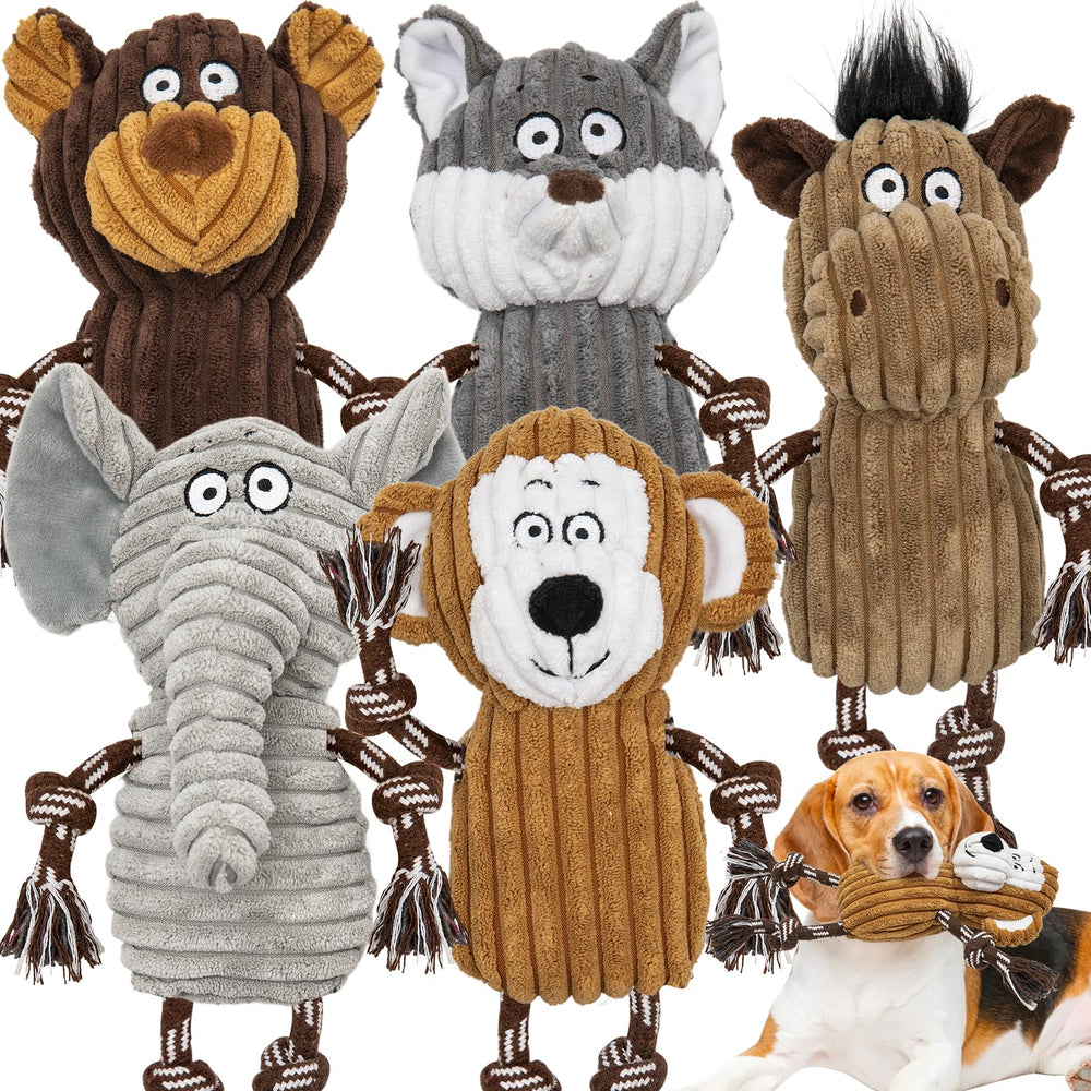 Luudoogs pack cinq jouets en peluche visible à l'avant pratique pour achat groupé