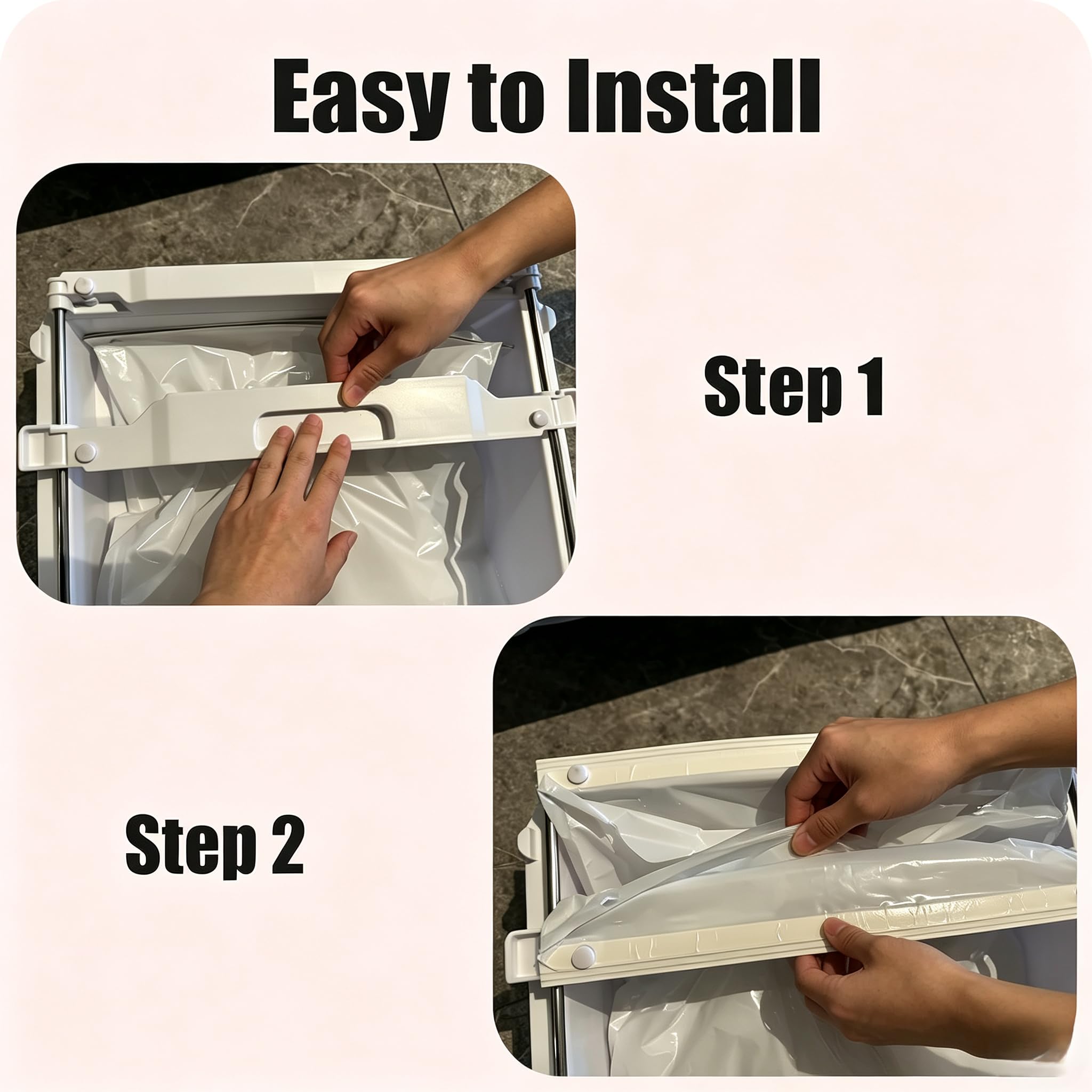 Luxrise sac installé dans le tiroir PetSnowy SNOW+, installation rapide