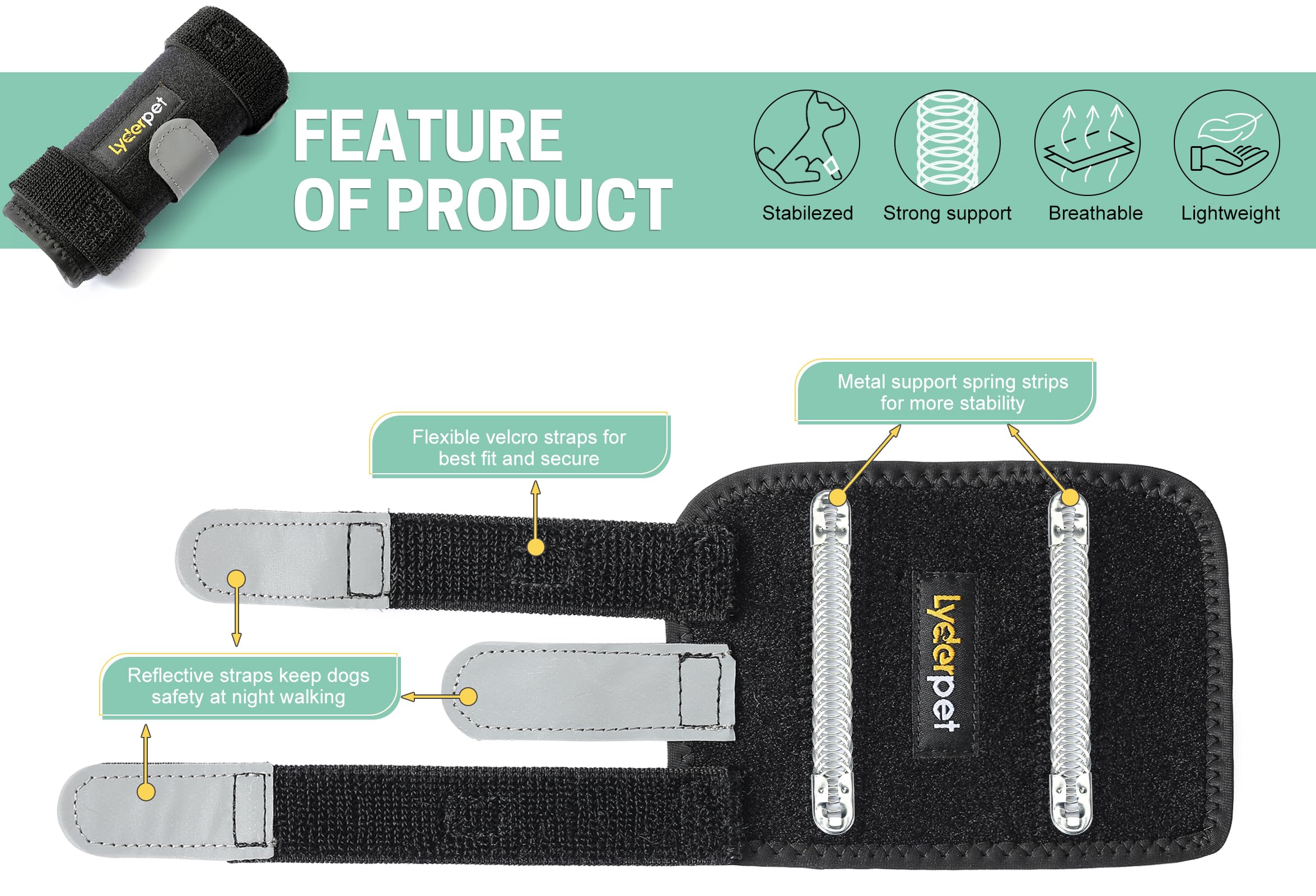 Lyderpet sangles Velcro ajustables, fixation sûre sans glissement