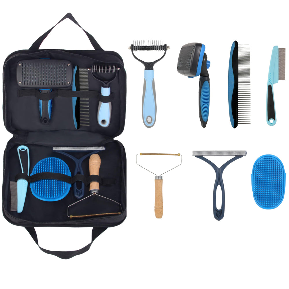 LYONGSMENT kit vue frontale montrant tous les outils pour un toilettage complet