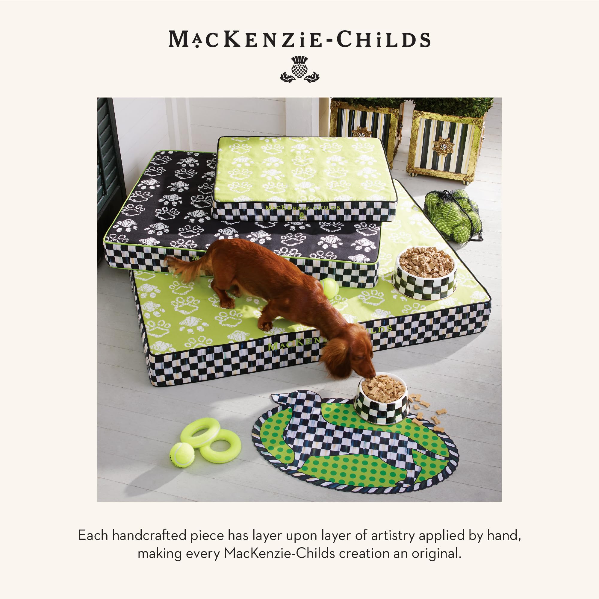 MACKENZIE-CHILDS gamelle présentée en cadeau, idée cadeau élégante