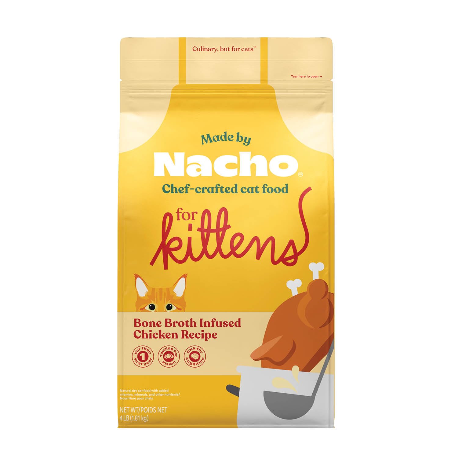 Made by Nacho emballage sac 4 lb montrant le produit et l'usage