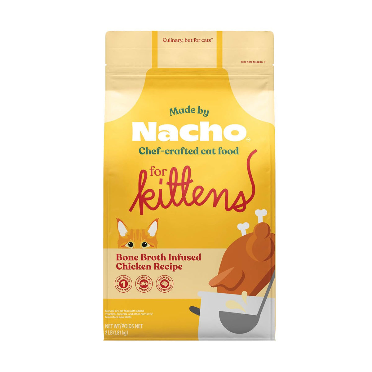 Made by Nacho sac 2lb en plan avant montrant l'étiquette claire et bénéfice nutritionnel