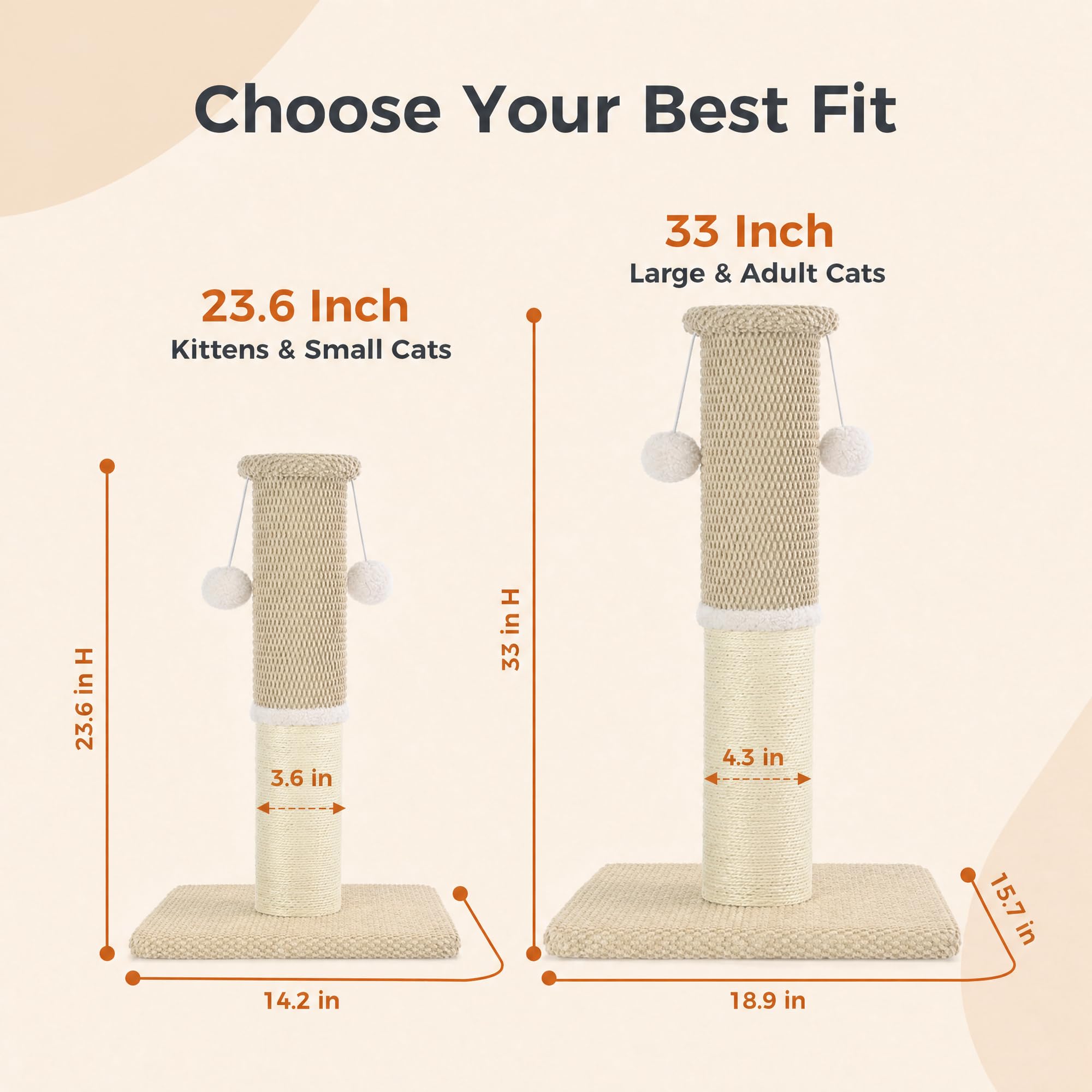 MADE 4 PETS comparaison de taille, montre les 33 pouces pour étirement