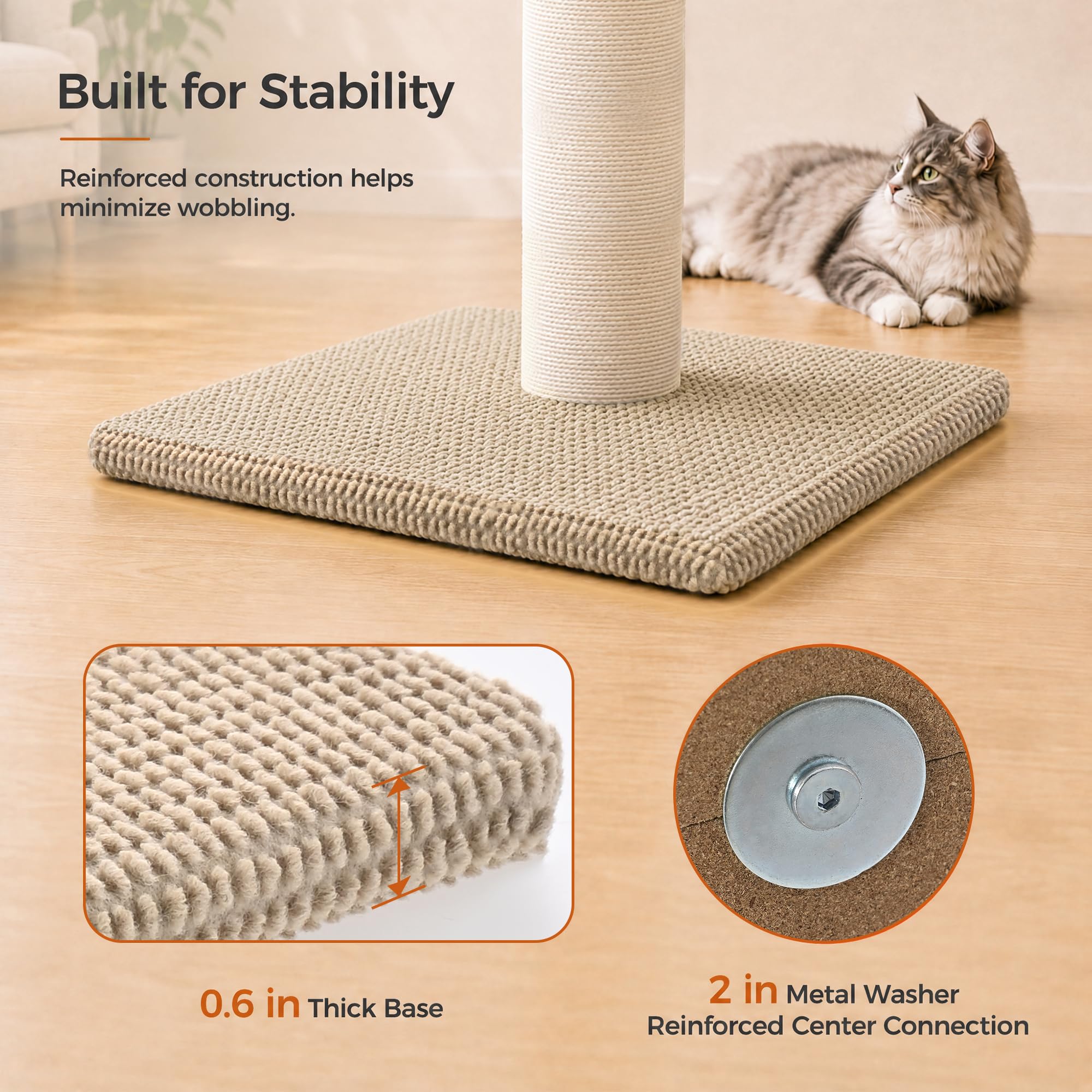 MADE 4 PETS gros plan sisal naturel, surface résistante pour griffades