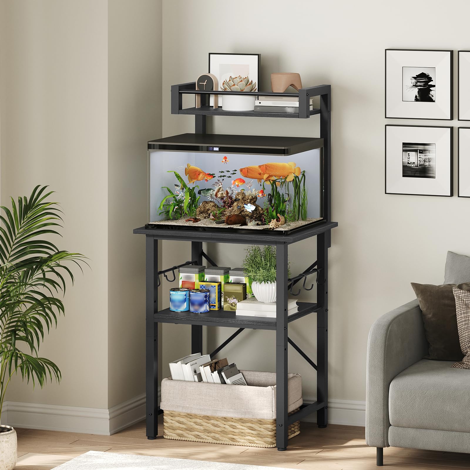 MAHANCRIS support aquarium vu de face, stabilise le bac et optimise l'espace