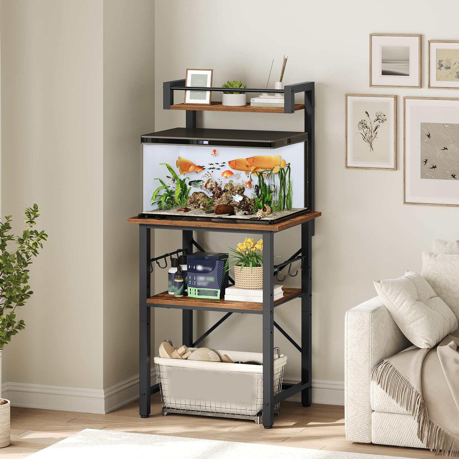 MAHANCRIS support aquarium vue face montrant stabilité et design moderne
