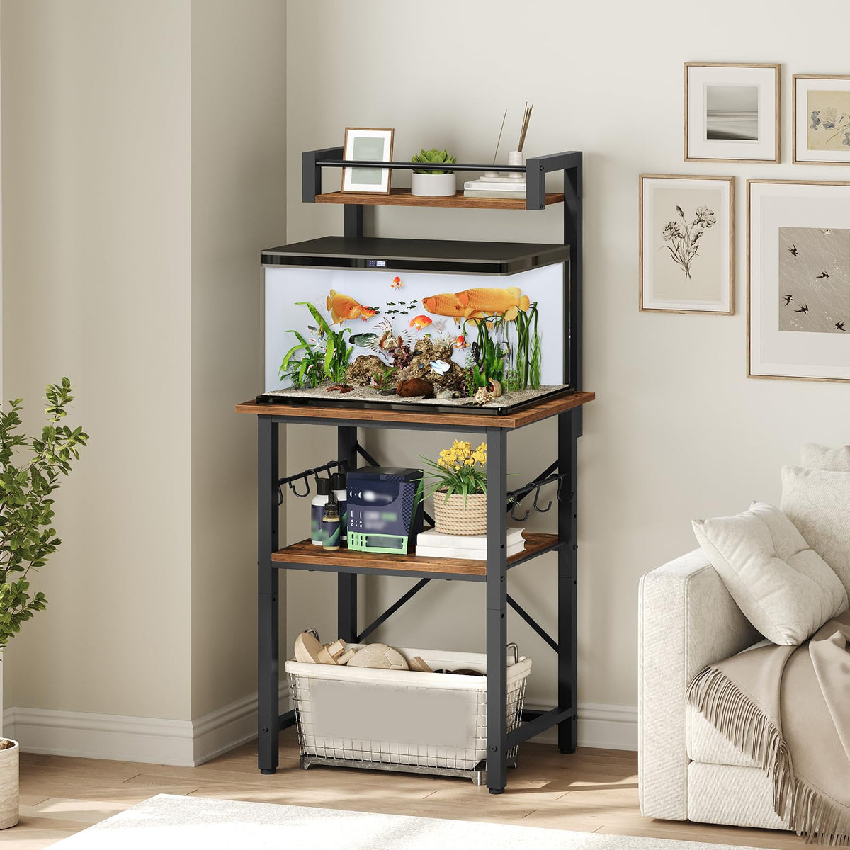 MAHANCRIS support aquarium vue face montrant stabilité et design moderne