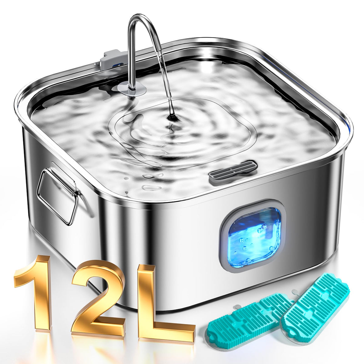 MAILOFY fontaine face avant en acier inoxydable, grande capacité pour plusieurs chiens