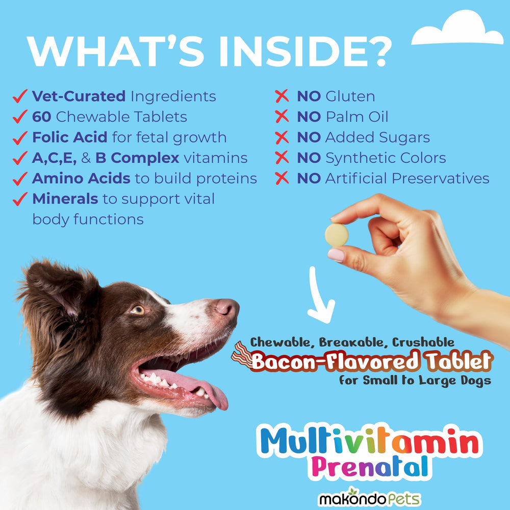 Makondo Pets tableau d'ingrédients présentant nutriments essentiels complets