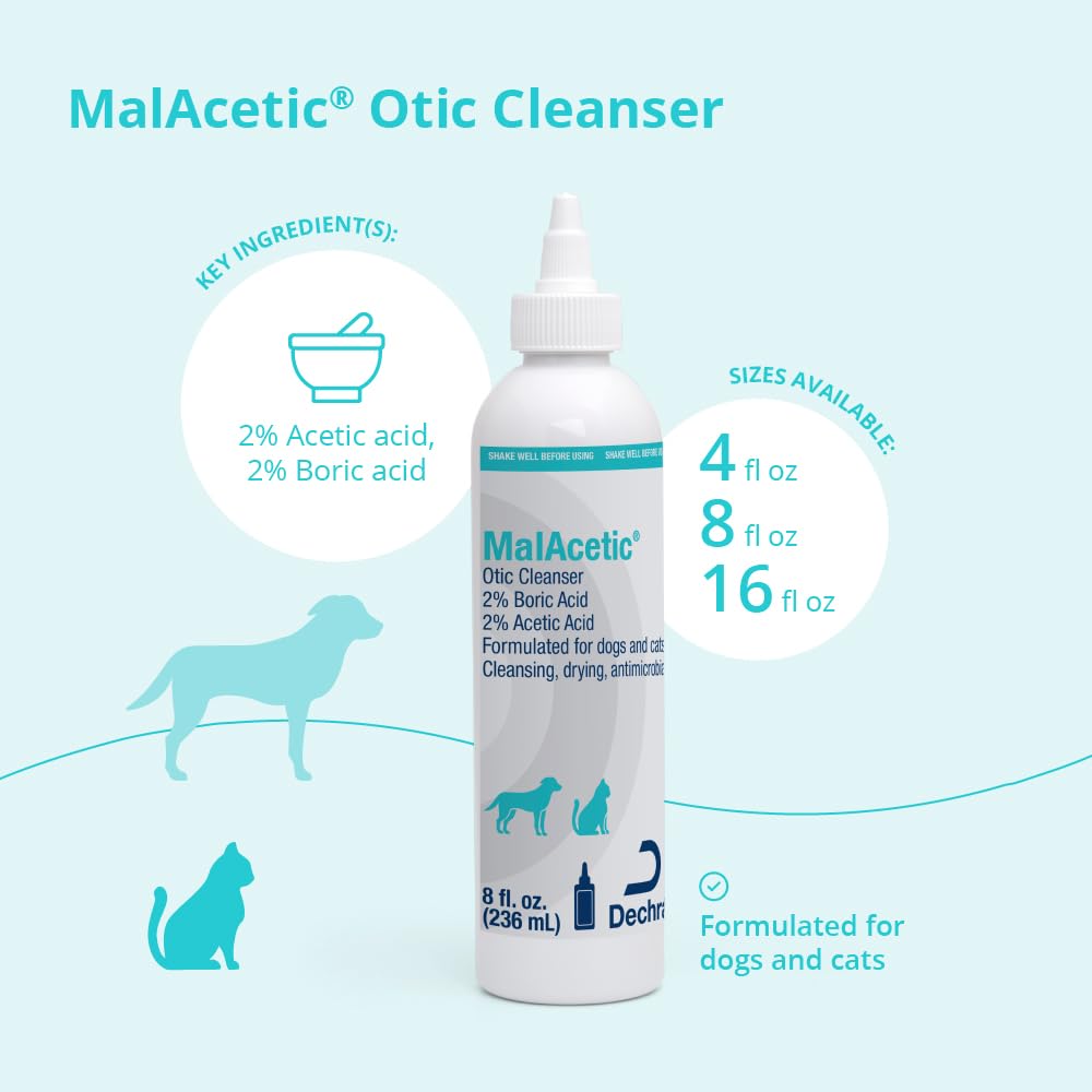 MalAcetic étiquette lisible indiquant ingrédients et usage vétérinaire sûr